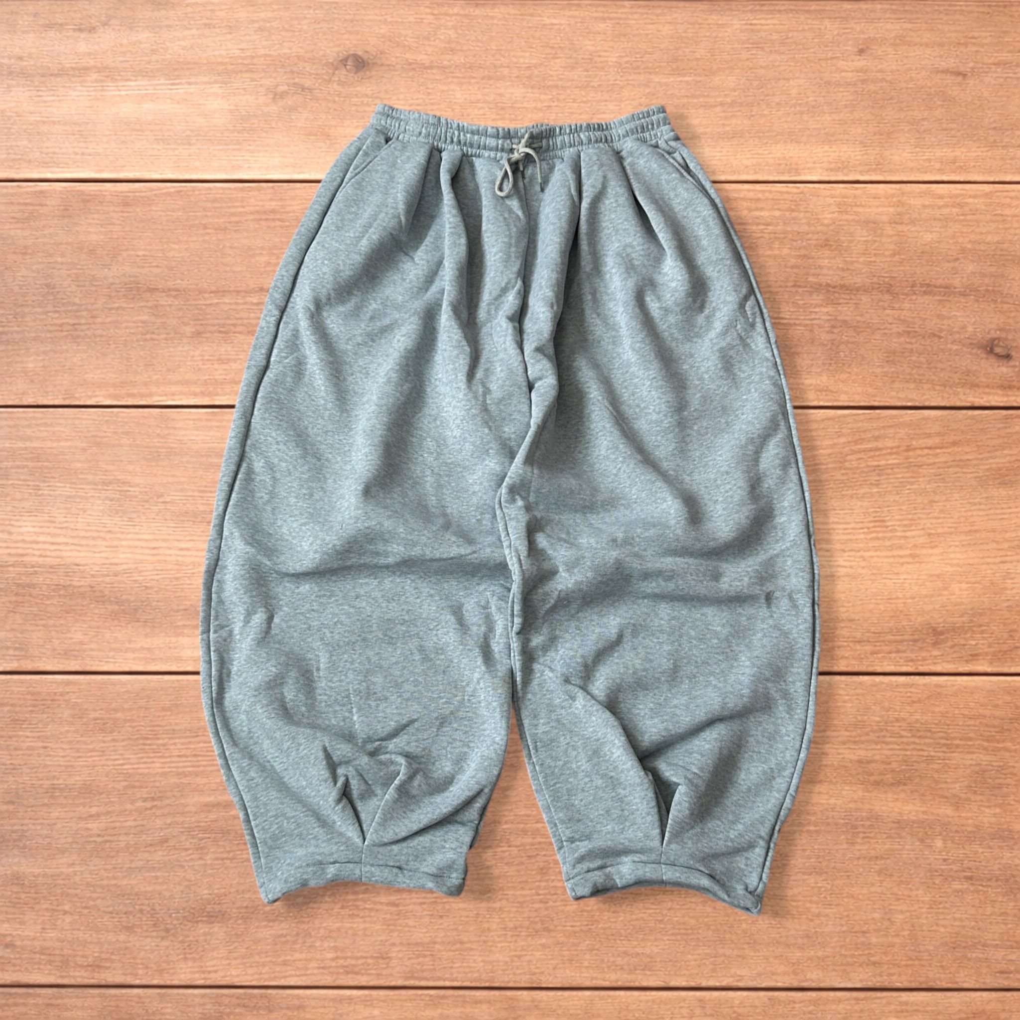 Japanese Brand Super baggy wide leg Japanese joggers in marl grey. Size US 34 / EU 50 - 1 Thumbnail