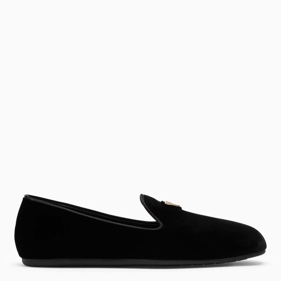 Prada o1d2blof0924 Velvet Loafers in Black Size US 9 / IT 39 - 2 Thumbnail