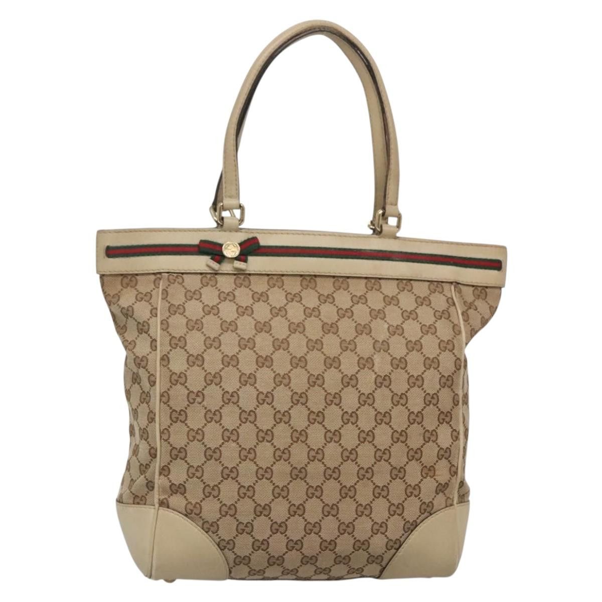 Gucci GUCCI GG Canvas Web Sherry Line Tote Bag Beige Gold Size ONE SIZE - 1 Thumbnail