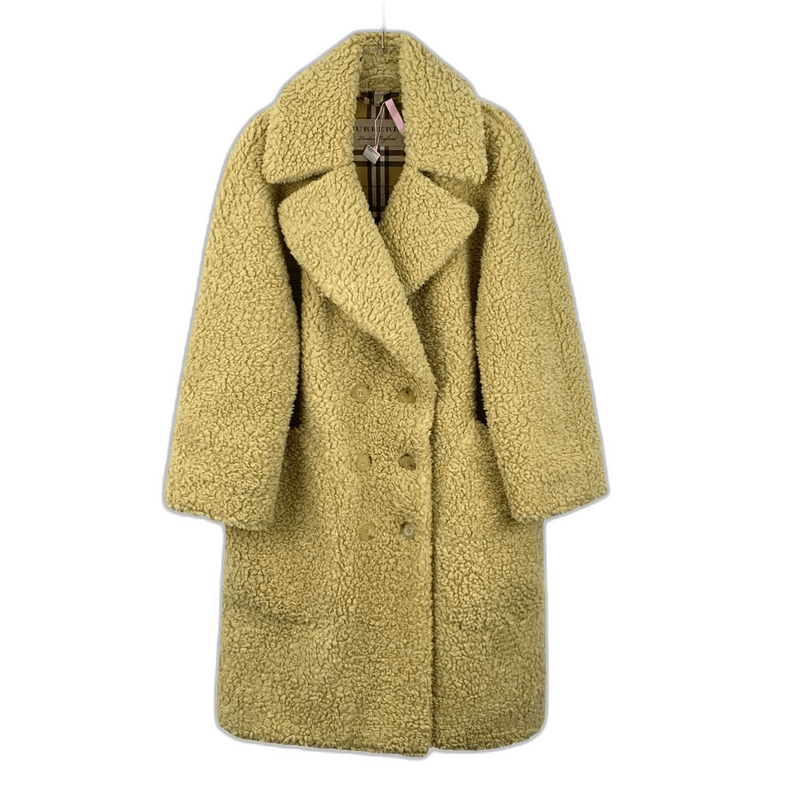 Burberry Burberry Yellow Teddy Wool Double-Breasted Coat Size US M / EU 48-50 / 2 - 1 Thumbnail