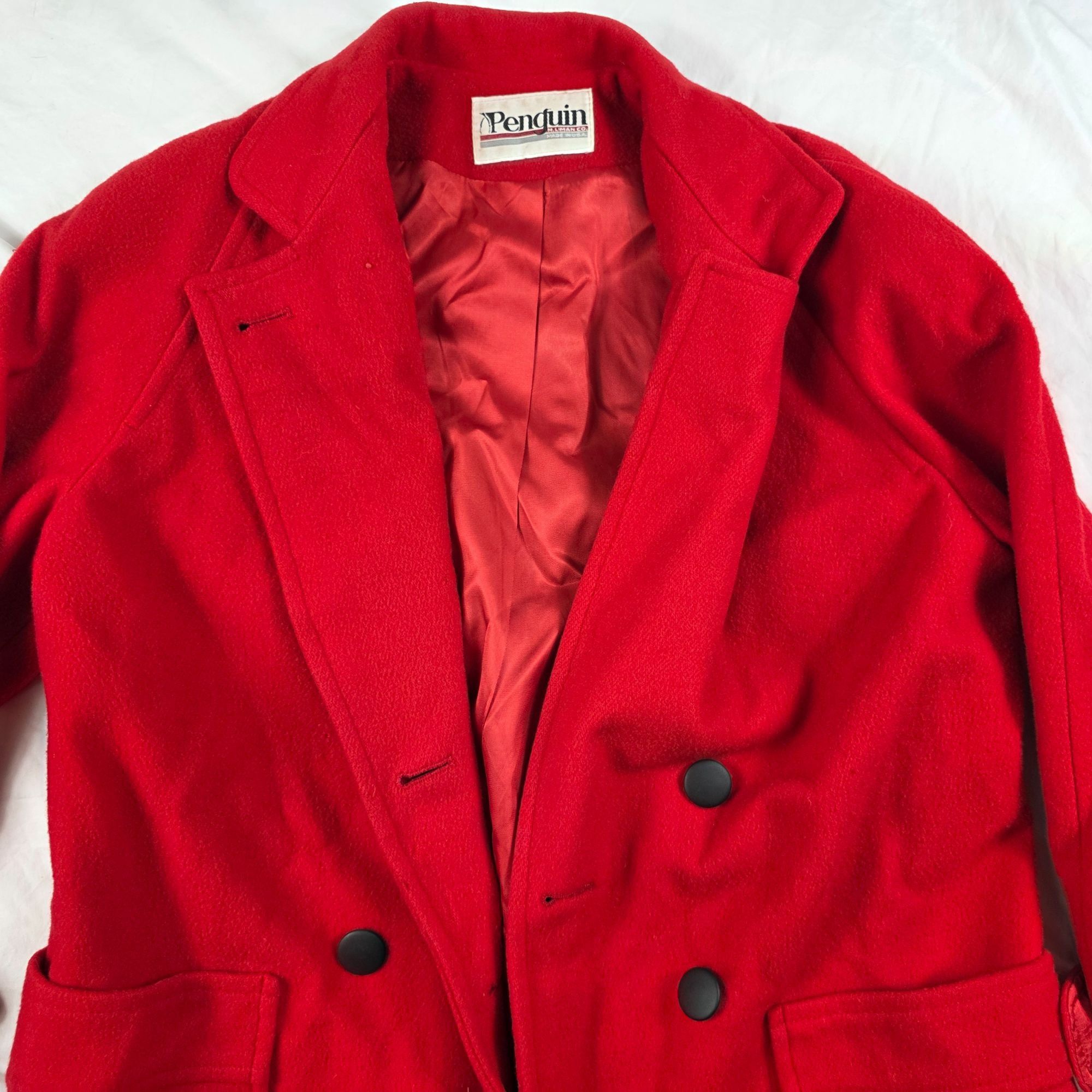 Original Penguin Penguin Womens Size 10 Red Wool Double Breasted Pea Coat War Size L / US 10 / IT 46 - 9 Thumbnail