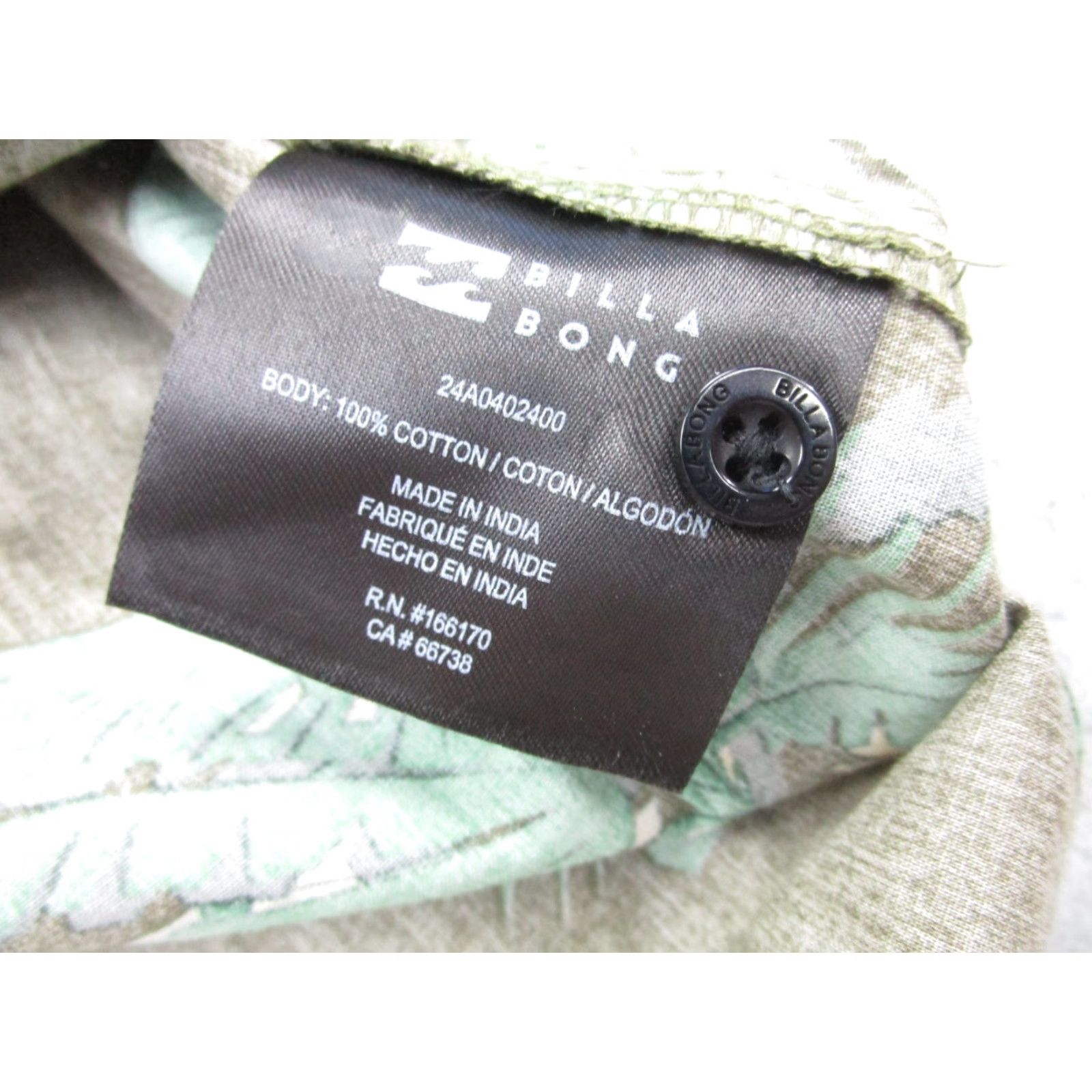 Billabong Billabong Shirt Mens Medium Green Hawaiian Aloha Button Front Cotton Size US M / EU 48-50 / 2 - 7 Thumbnail