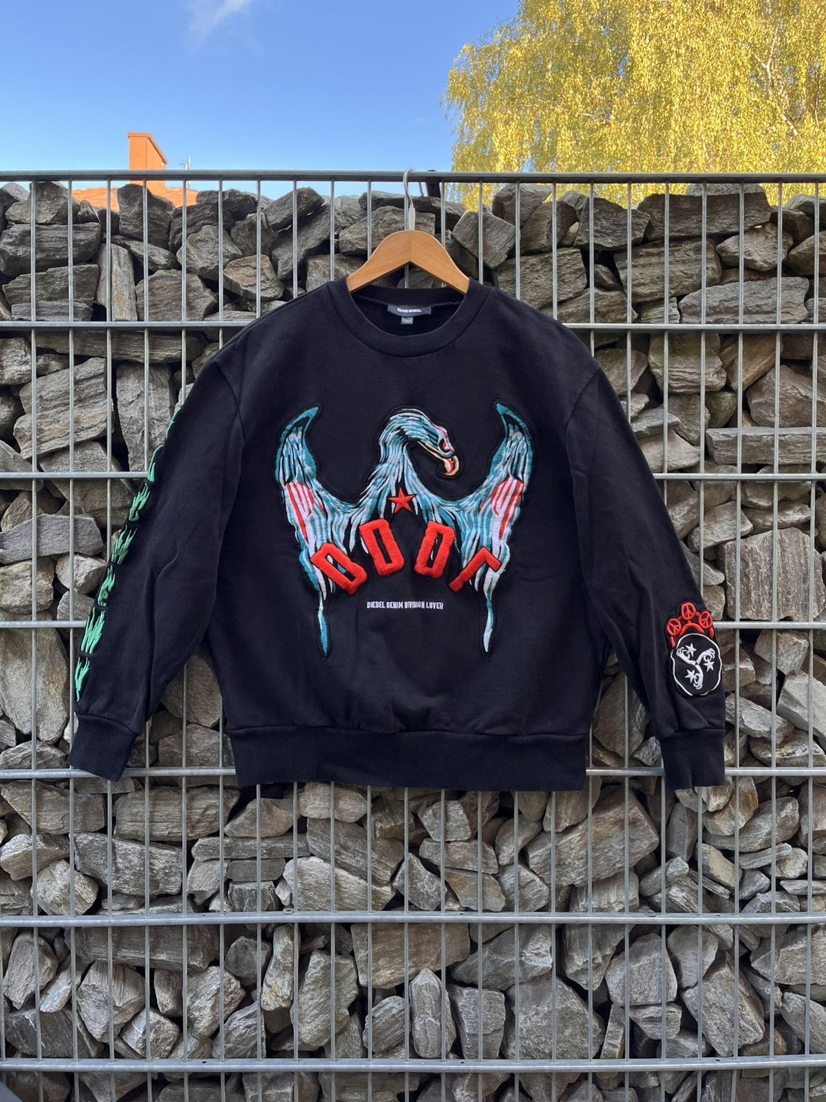 Diesel Eagle Rare Embroidered Sweatshirt Logo Y2k
