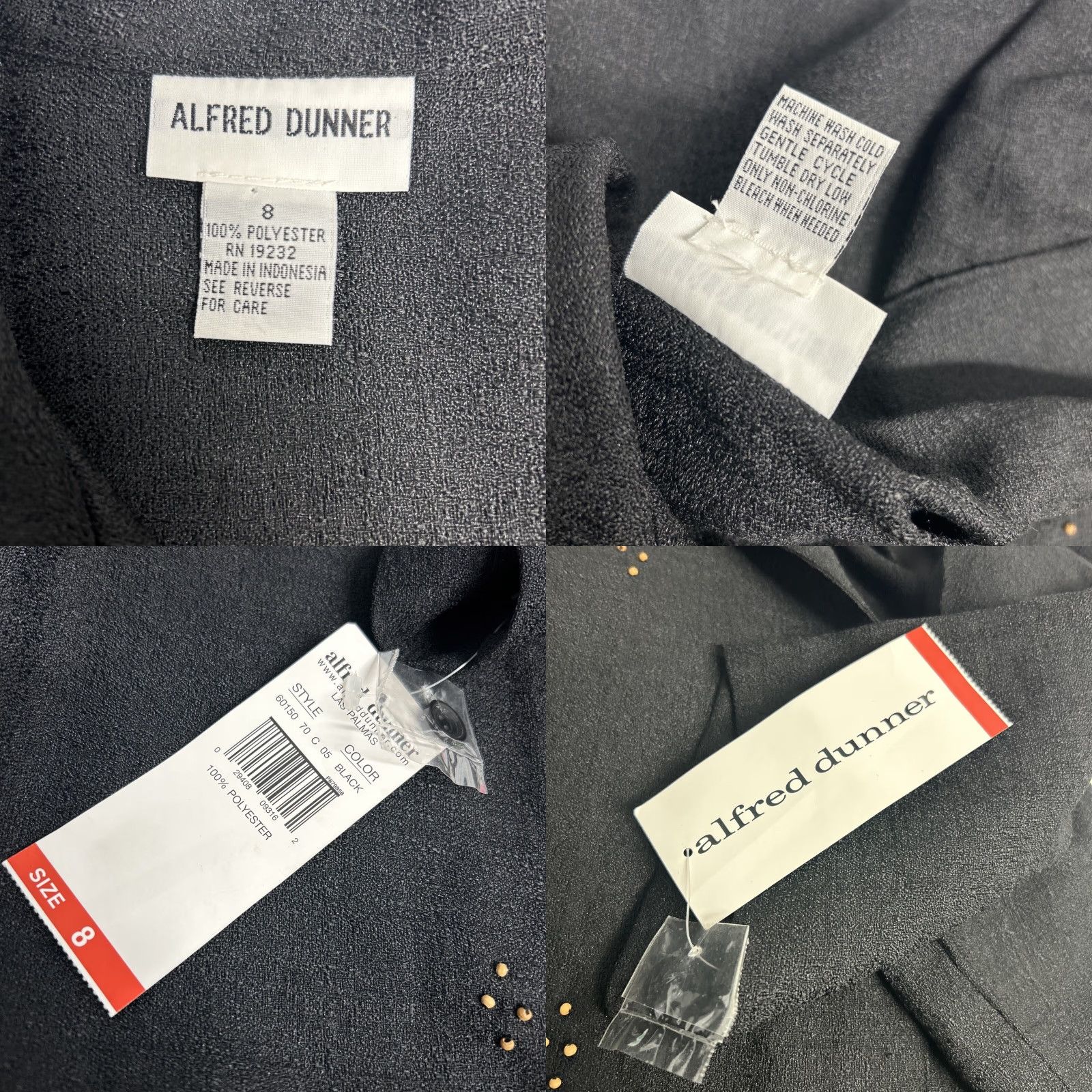 Vintage NWT Alfred Dunner Black Beaded Embroidered Shoulder Padded Shirt Women’s 8 Size M / US 6-8 / IT 42-44 - 8 Thumbnail