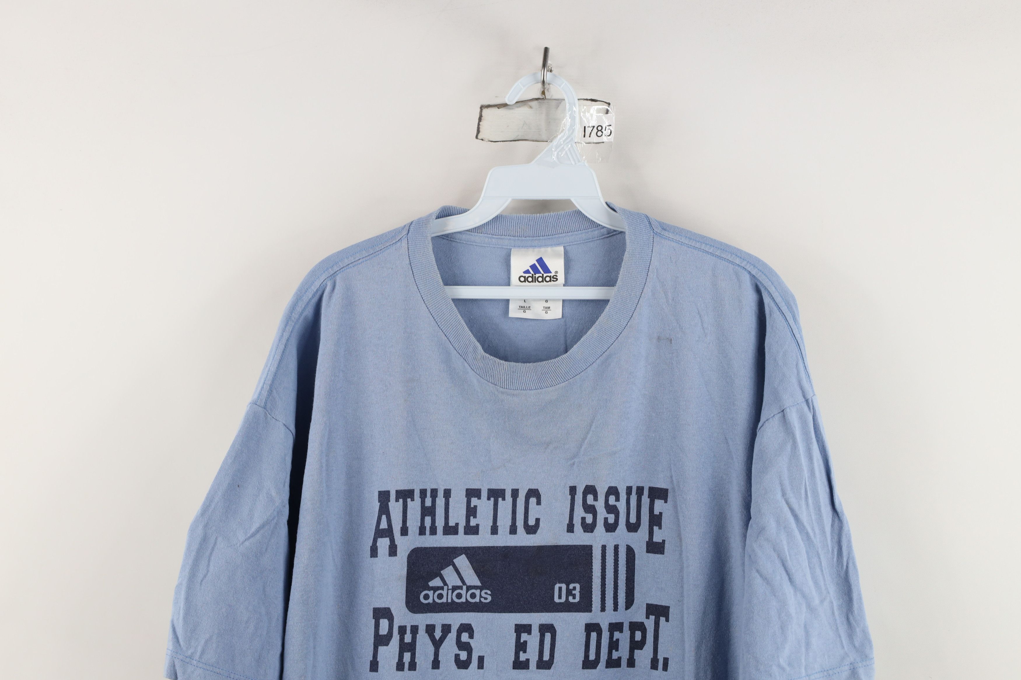 Adidas Vintage 90s Adidas Spell Out Phys Ed T-Shirt Blue USA Size US L / EU 52-54 / 3 - 2 Thumbnail