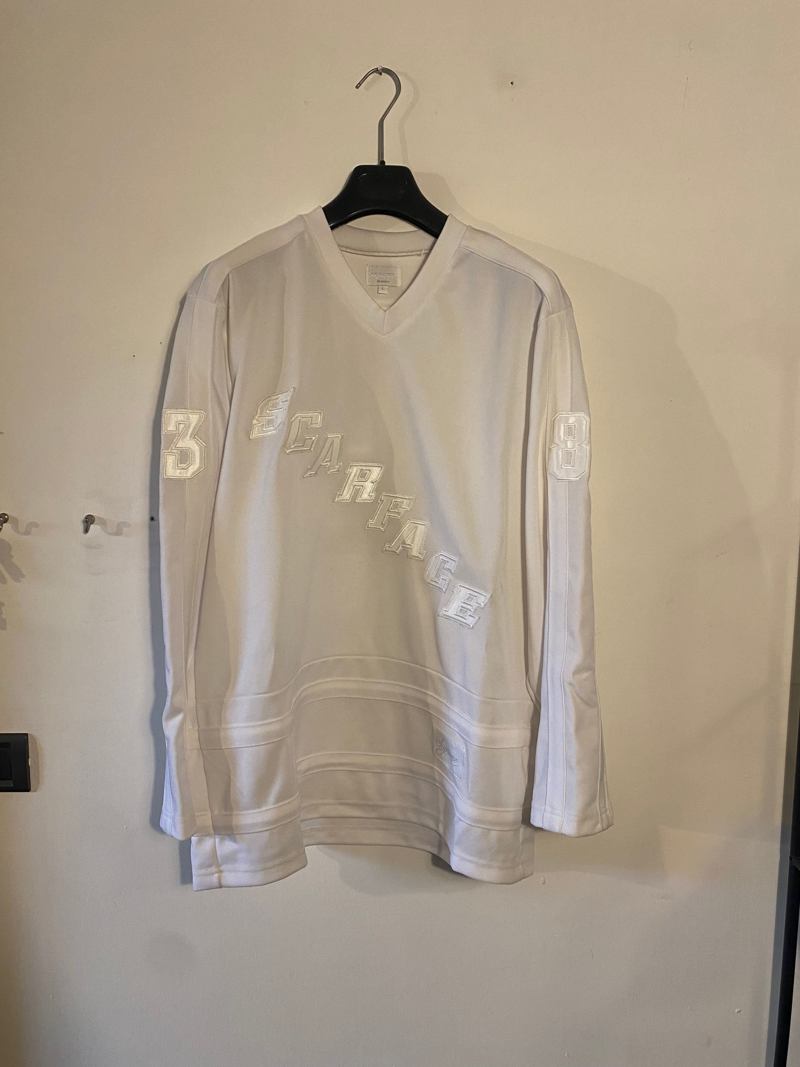 image of Supreme Scarface Hockey Jersey in White, Men's (Size Large)