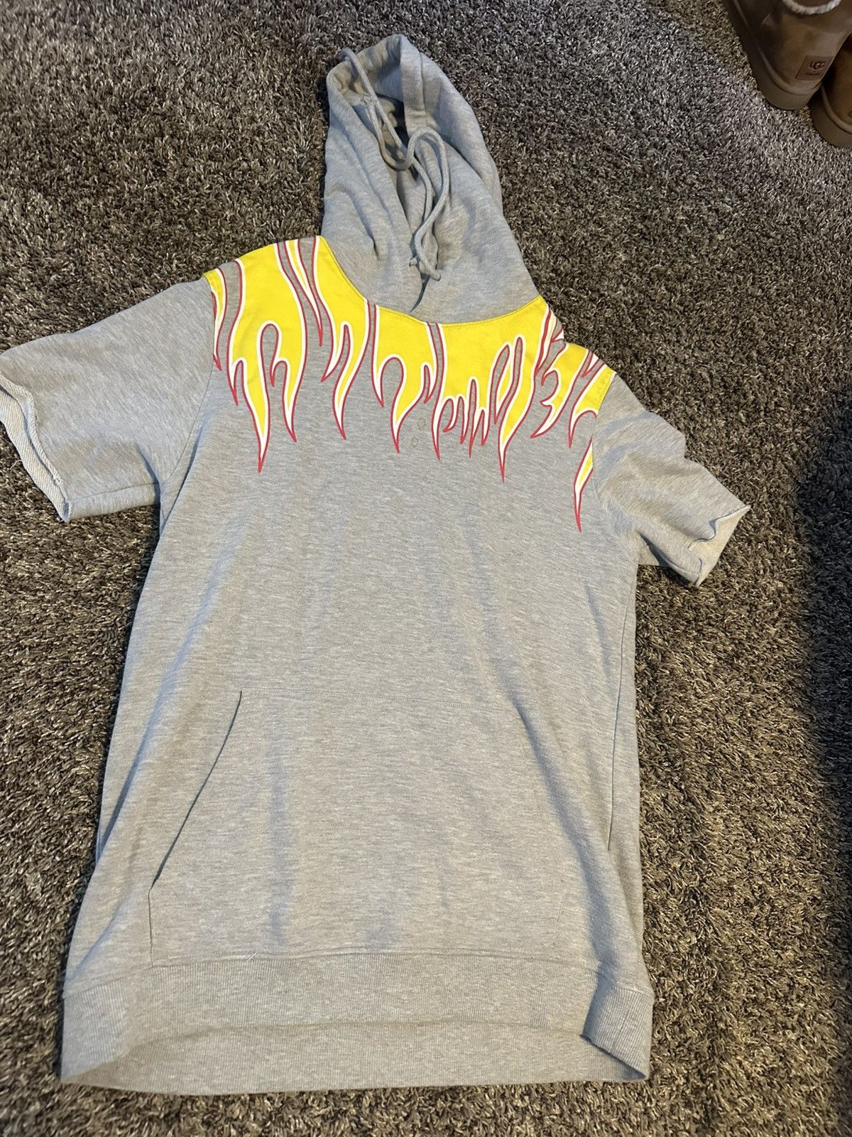 Forever 21 Forever 21 Short Sleeve Flames Pullover Hoodie Gray Grey Size US M / EU 48-50 / 2 - 1 Thumbnail
