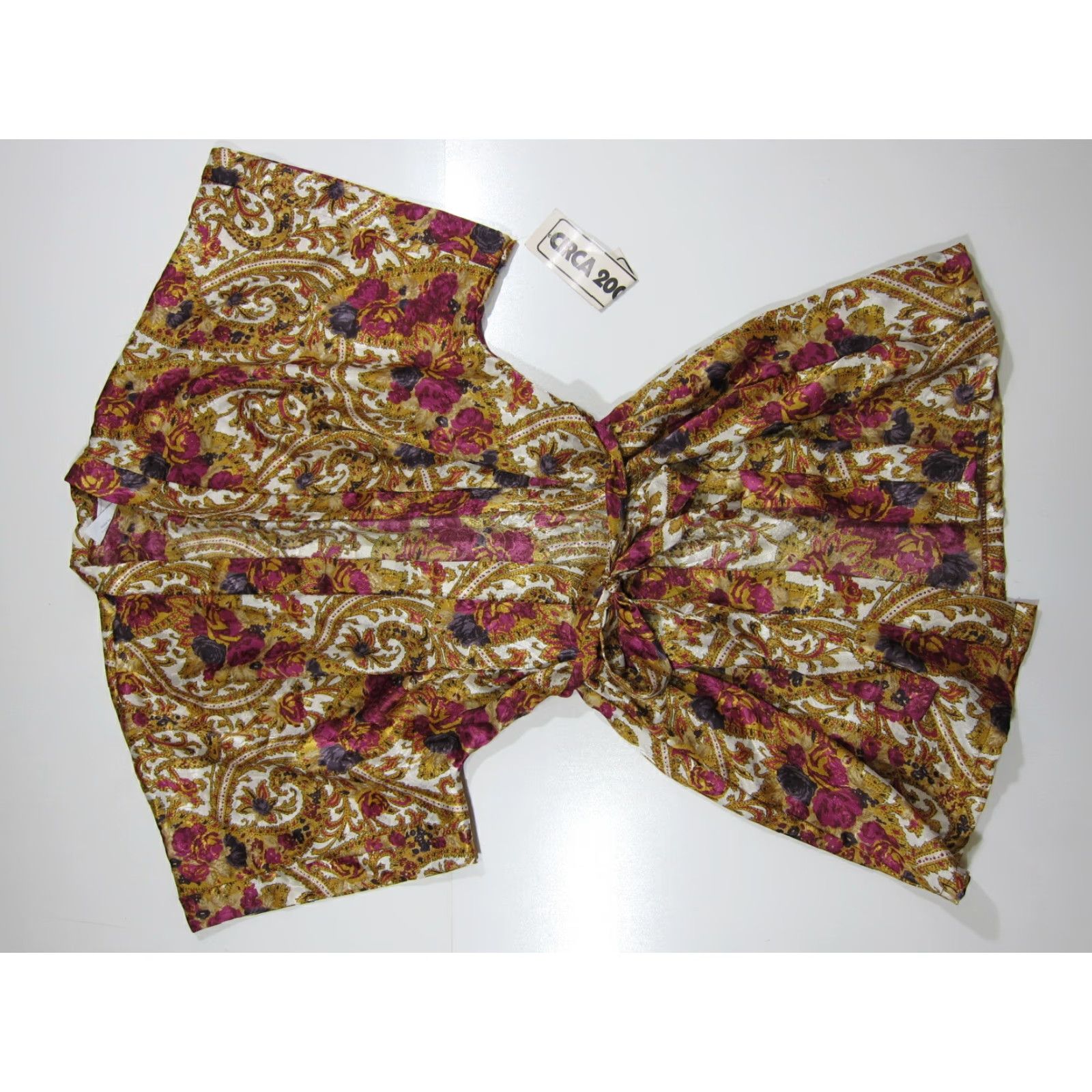 Nordstrom VINTAGE Circa 2000 Nordstrom Purple Gold Floral Satin Tie Short Robe Women Large Size 36" / US 14 / IT 50 - 7 Thumbnail