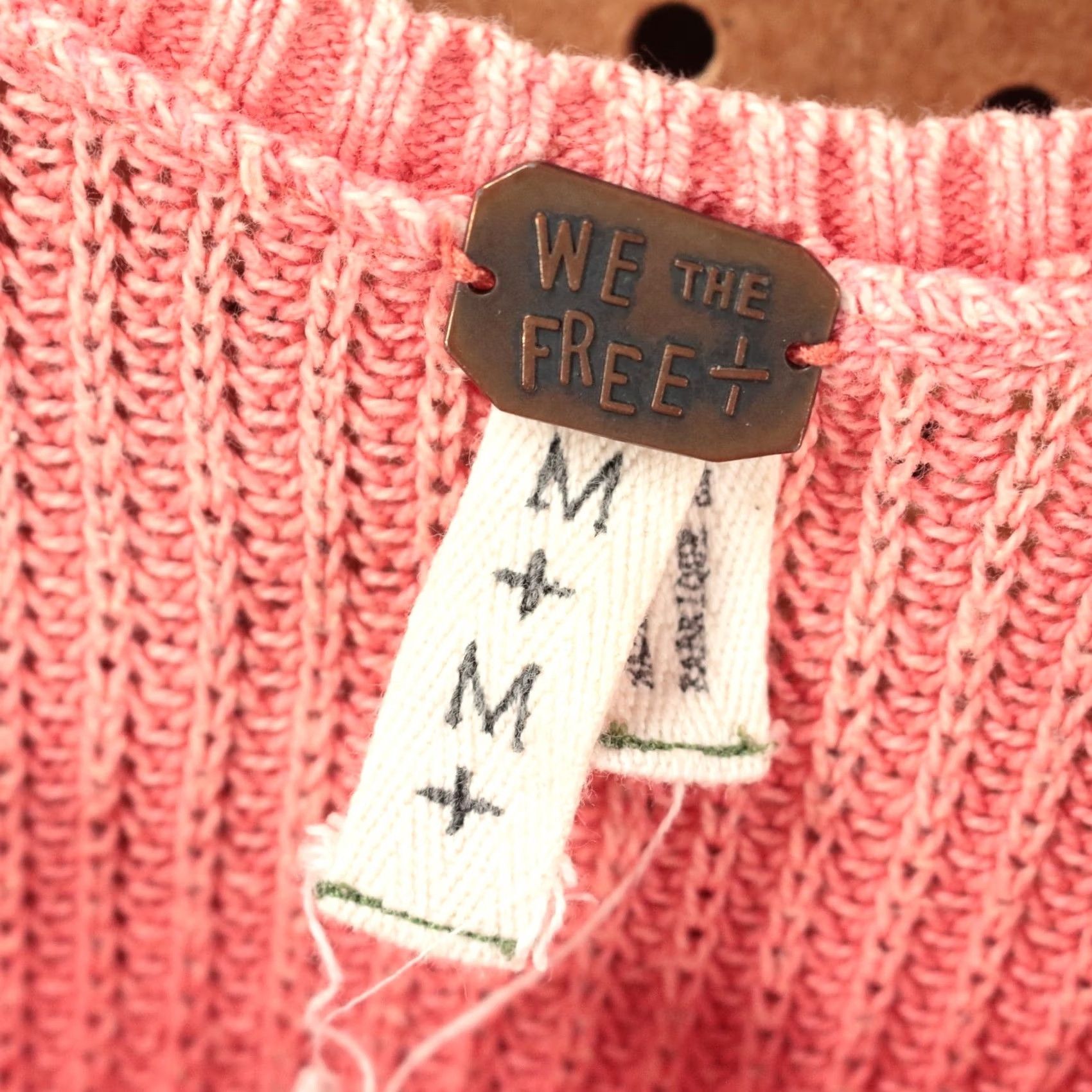 Vintage WE THE FREE cropped tank sweater vest ribbed knit cotton Pink MEDIUM Women Size M / US 6-8 / IT 42-44 - 4 Thumbnail