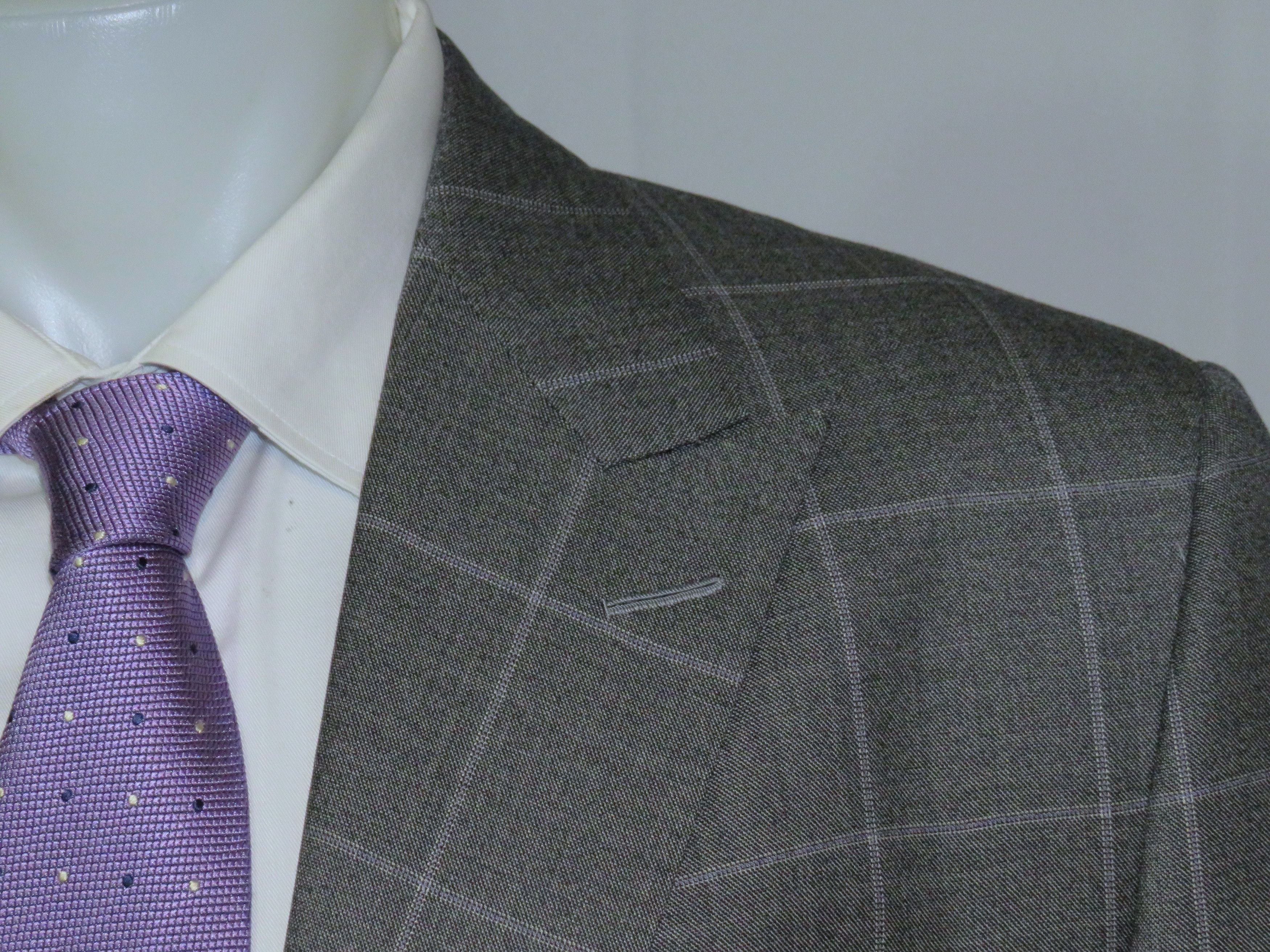 Alan Flusser Gray Windowpane Two Button Suit 42L Size 42L - 6 Thumbnail