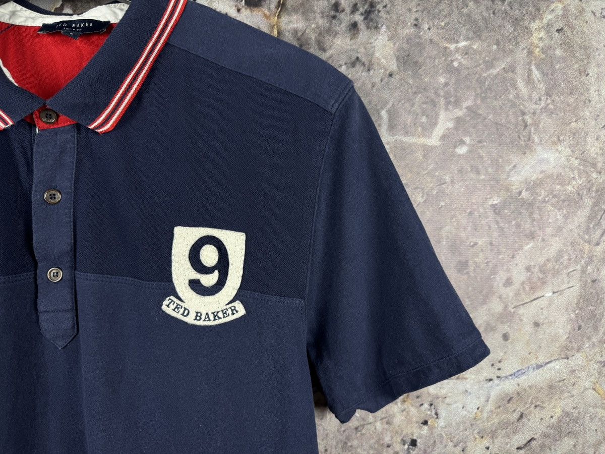 Ted Baker Ted Baker Polo Shirt Navy Red Trim Number 9 Patch Back Logo Size US XL / EU 56 / 4 - 6 Thumbnail