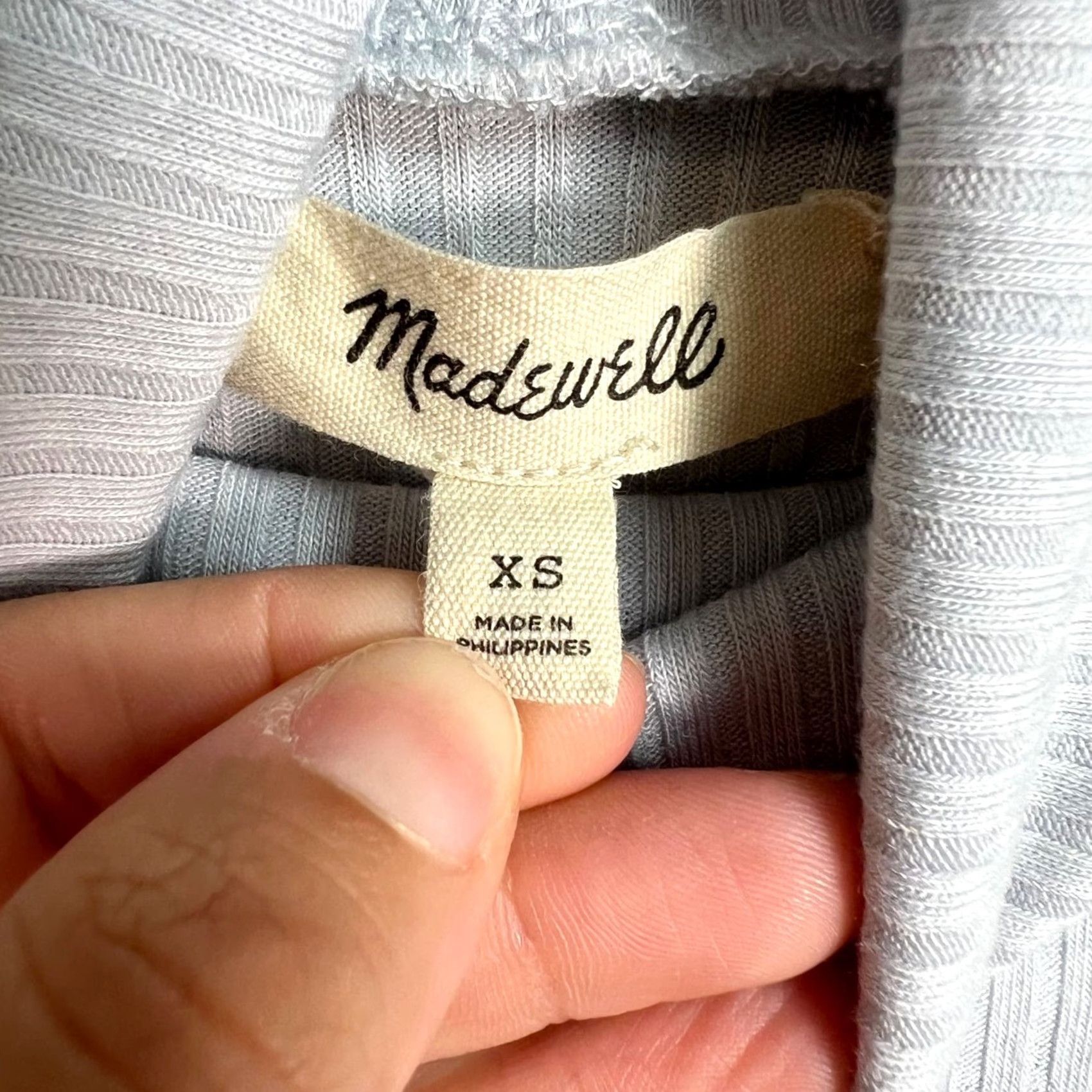 Madewell Madewell Top Womens XS Light Gray Ribbed Turtleneck Pullover Long Sleeve Knit Casual Shirt Size XS / US 0-2 / IT 36-38 - 3 Thumbnail