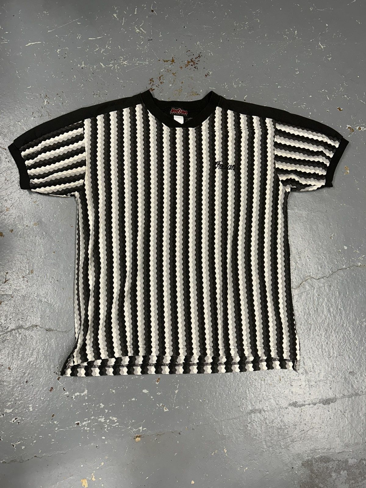 Indian Motorcycle × Vintage Crazy Vintage 90s Striped Indian Motorcycles Pattern T-Shirt Size US L / EU 52-54 / 3 - 1 Thumbnail