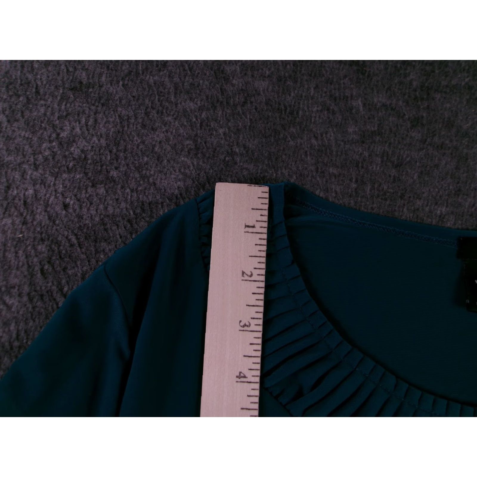 Altea East5th Top Womens L Teal Long Sleeve Pleated Scoop Neck Stretch Polyester Jacket? blouse? Size L / US 10 / IT 46 - 4 Thumbnail