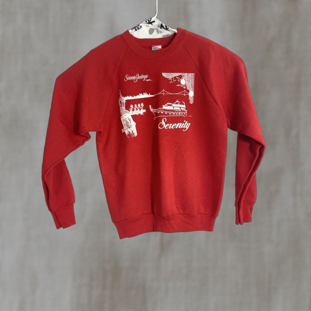 Fruit Of The Loom VINTAGE Fruit of the Loom Unisex L Red Christmas Crew Neck Sweater Size US L / EU 52-54 / 3 - 1 Thumbnail