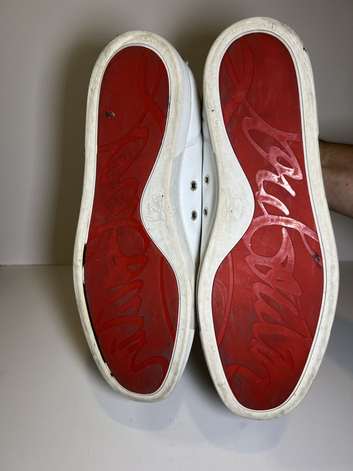 Christian Louboutin Kiddo Donna Flat Calf Leather White Strap Trainer Sneaker Size US 13 / EU 46 - 5 Thumbnail