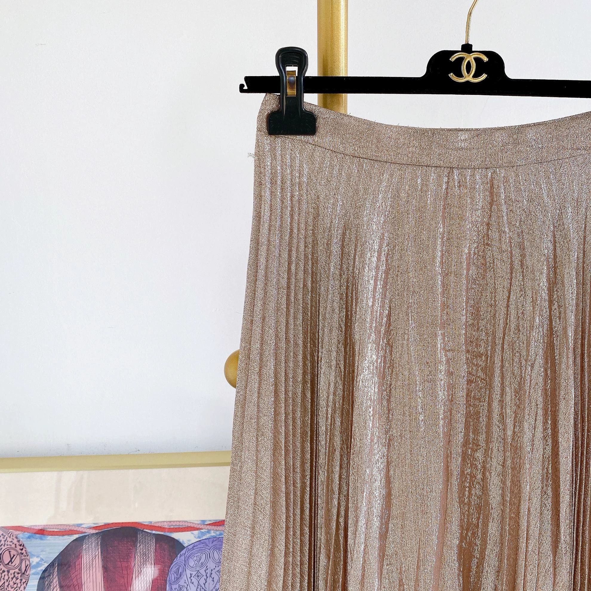 Celine Celine Women's Pink Silver-Threaded Pleated Skirt 36 Size 25" / US 0 / IT 36 - 3 Thumbnail