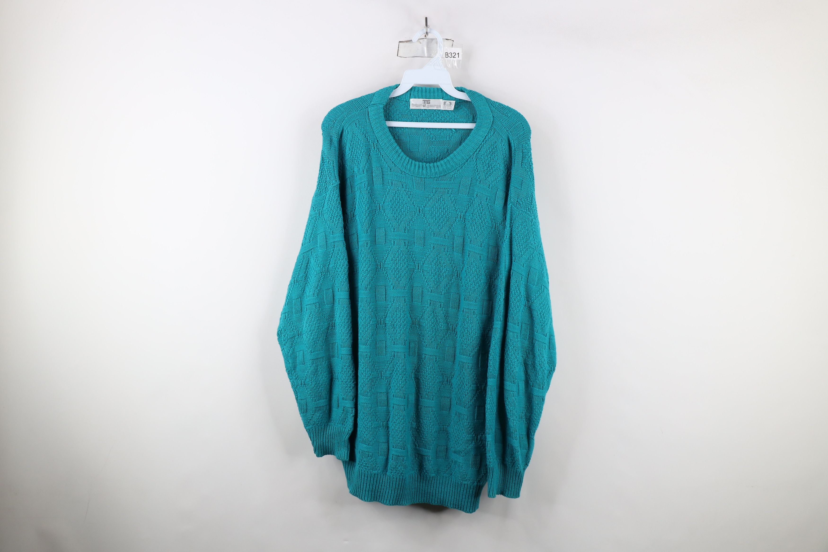 Vintage Vintage 90s Streetwear Geometric Knit Crewneck Sweater USA Size US L / EU 52-54 / 3 - 1 Thumbnail