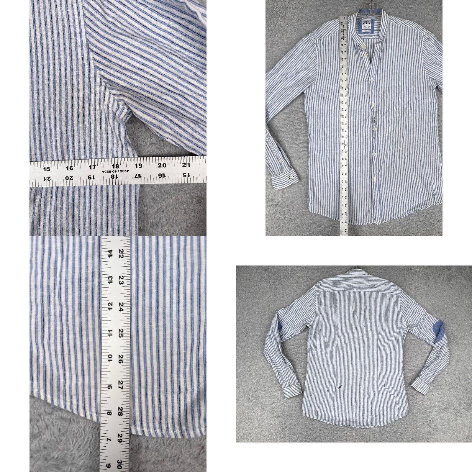 Zara Zara Shirt Women Medium Blue Stripe Button-Up Striped Slim Fit Size M / US 6-8 / IT 42-44 - 8 Thumbnail