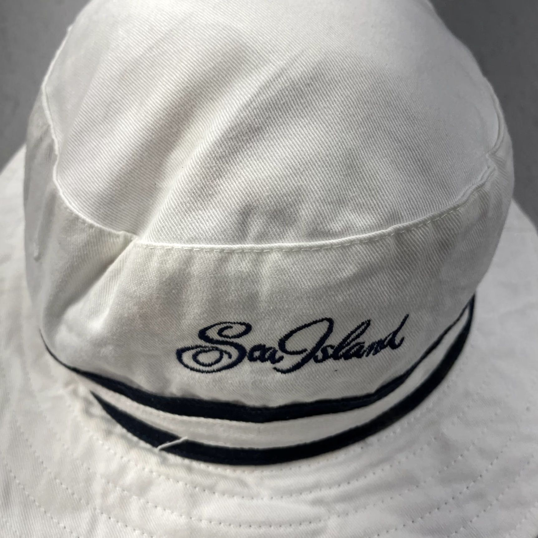 Vintage Ahead Sea Island Golf Bucket Hat Cap Adult M/L White Navy Blue, Cotton, Casual, Men, 1 Size? Size ONE SIZE - 3 Thumbnail