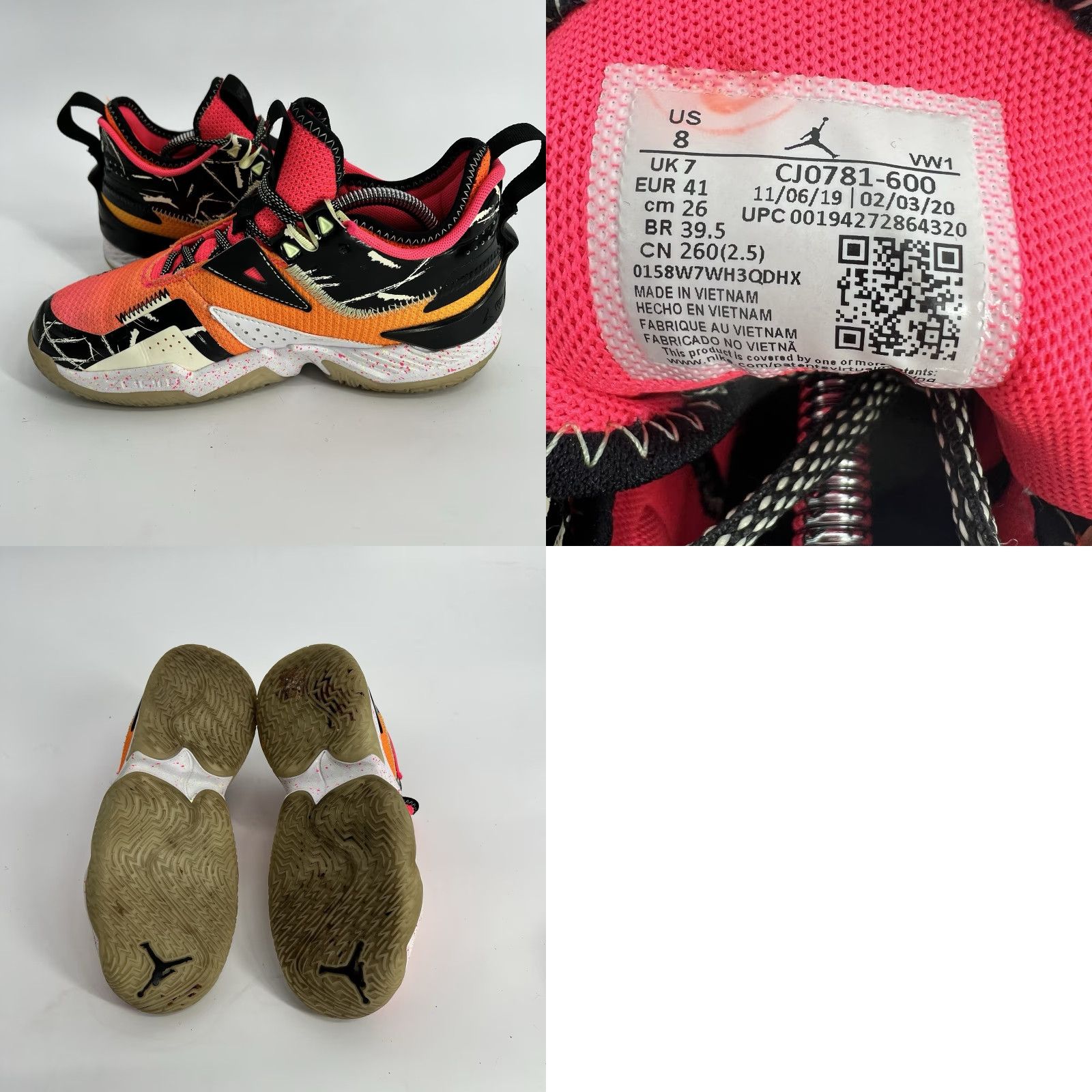 Jordan Brand Nike Jordan Westbrook One Take Sneakers Men Size 8 Basketball CJ0781-600 Orange Retro Low Top Cushioned Comfort Casual Athletic Shoes Size US 8 / EU 41 - 8 Thumbnail