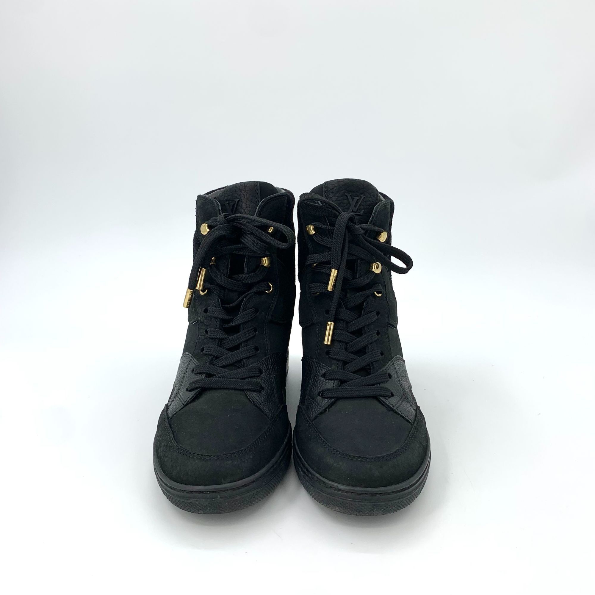 Louis Vuitton Louis Vuitton Black Leather & Suede High Top Sneakers With M Size US 6.5 / IT 36.5 - 3 Thumbnail