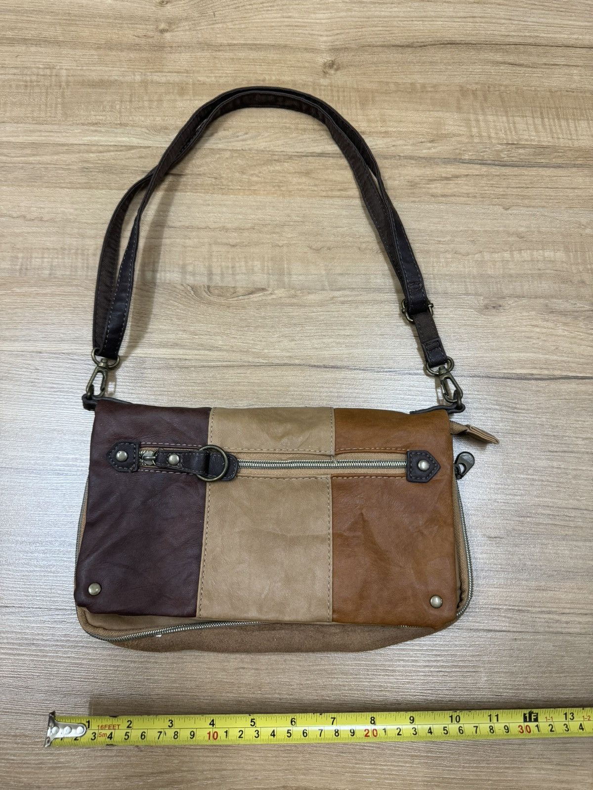 image of Vintage Japanese Leather Sling Bag in Brown, Women's