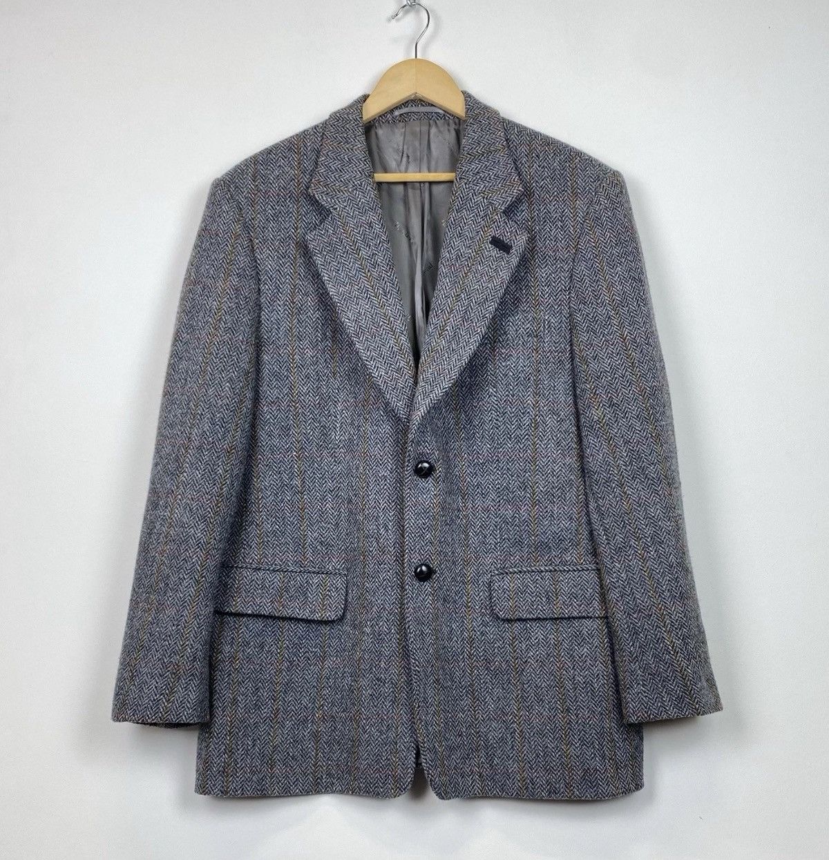 Harris Tweed Harris Tweed Walbusch 2 Buttons Blazer Jacket Grey Wool Size 52R - 1 Thumbnail