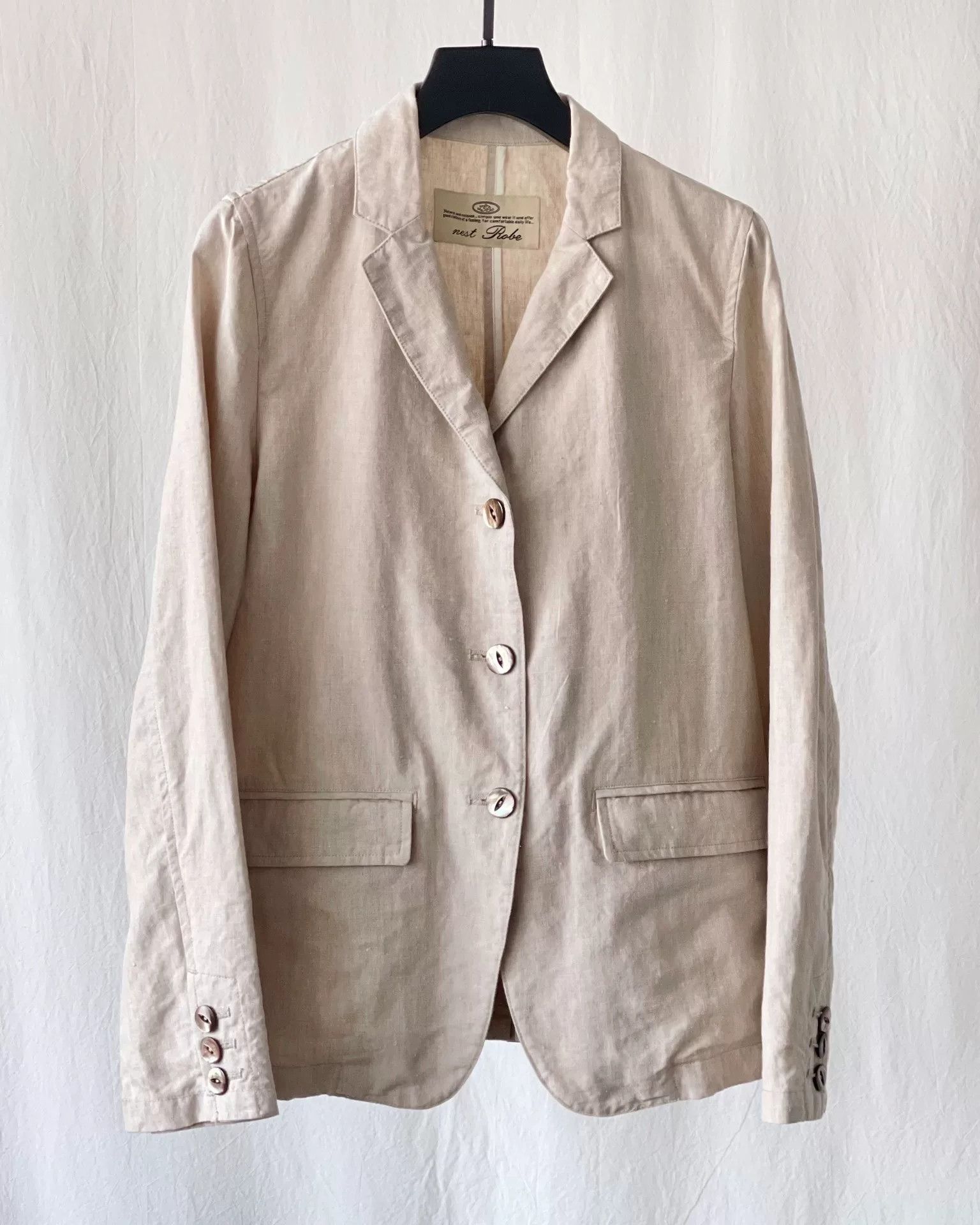 Japanese Brand Natural Linen Suit Jacket Size M / US 6-8 / IT 42-44 - 1 Thumbnail