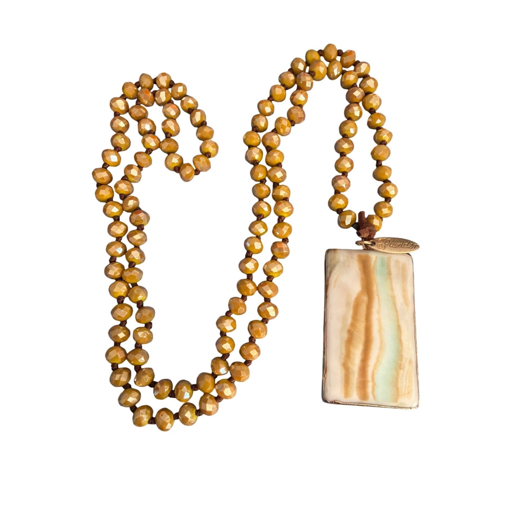 Other Plunder Annalyse Necklace Marble Pendant Gold Tone Mustard Y Size ONE SIZE - 1 Thumbnail