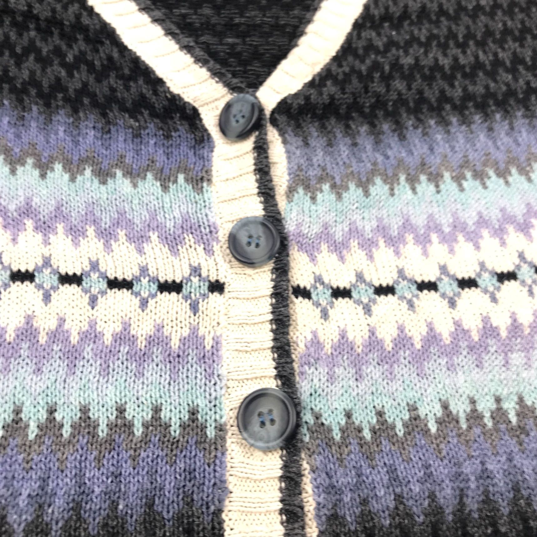Vintage VINTAGE MK Sweaters Cardigan Womens Small Gray Geometric Knit V-Neck Cotton Ramie Button Down Size S / US 4 / IT 40 - 4 Thumbnail