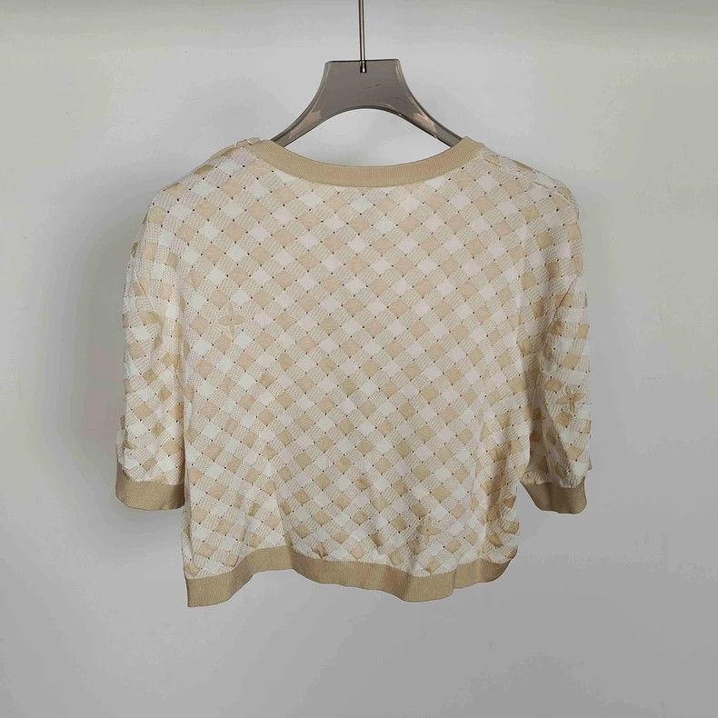 Louis Vuitton Louis Vuitton Cropped khaki check knit short sleeves Size L / US 10 / IT 46 - 2 Thumbnail