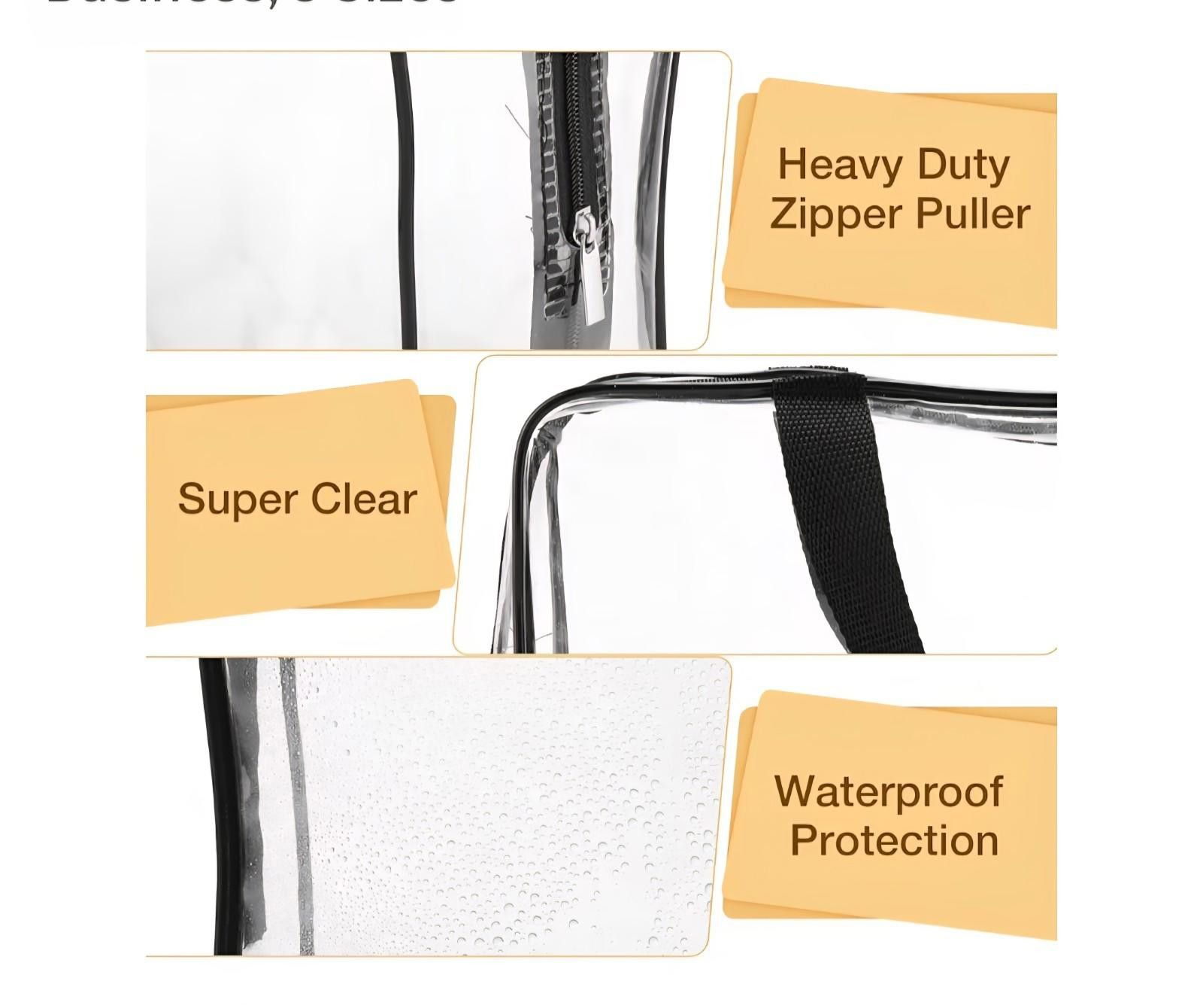 Other 3-Pack Clear Makeup Cosmetic Bags with Zipper & Handle Size ONE SIZE - 3 Thumbnail