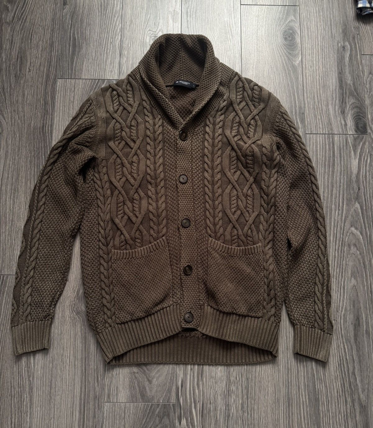 Hackett Hackett Washed Cable Shawl Sweater L Size US L / EU 52-54 / 3 - 4 Thumbnail
