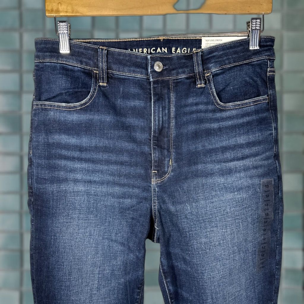 American Eagle Outfitters American Eagle Super High-Rise Jegging Shirt Jeans Womens 12 31 in Blue Denim Stretch Slim Regular New Size 34" / US 12 / IT 48 - 1 Thumbnail