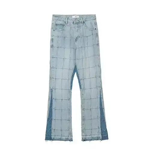 Homemade × Japanese Brand × Jean Blue Plaid Stacked Denim Jeans Size US 32 / EU 48 - 4 Thumbnail
