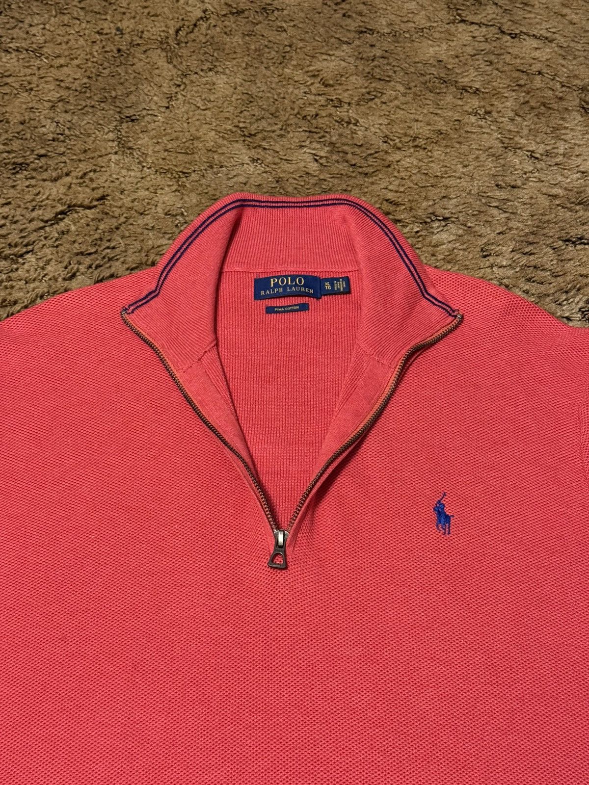 Polo Ralph Lauren Polo Ralph Lauren Pima Cotton Quarter Zip Sweater Pink XL Size US XL / EU 56 / 4 - 5 Thumbnail