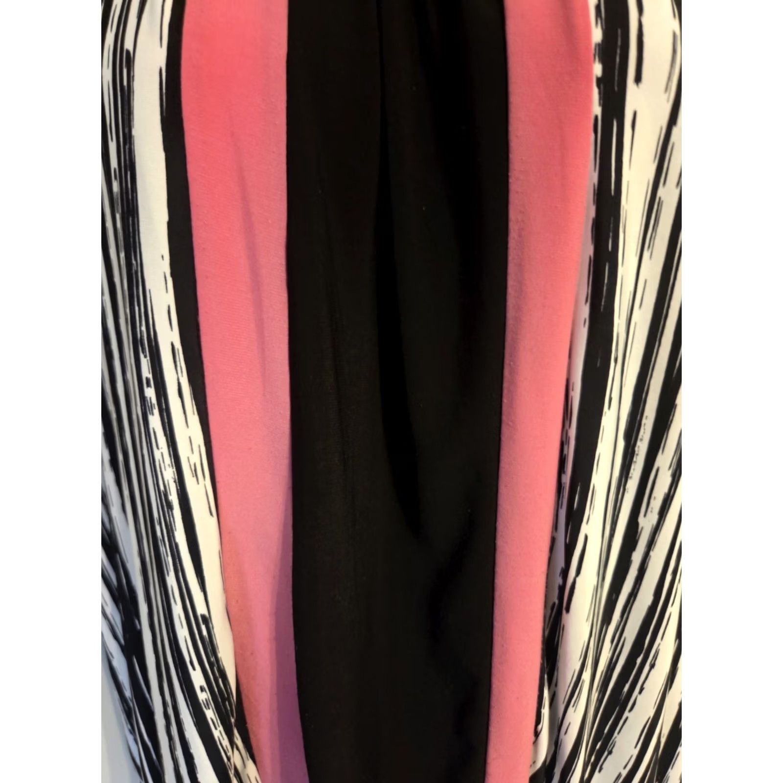 Pinko New Directions Woman Pink Black White Colorblock Stripe Top Boho 1X Plus Size XL / US 12-14 / IT 48-50 - 3 Thumbnail