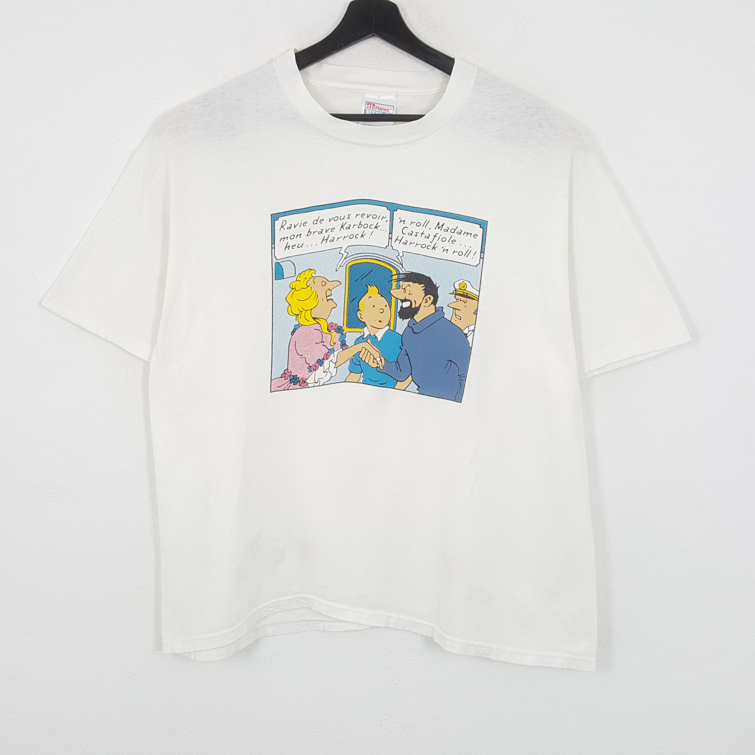 Vintage THE ADVENTURES OF TINTIN Cartoon Tshirt Size US XL / EU 56 / 4 - 1 Thumbnail