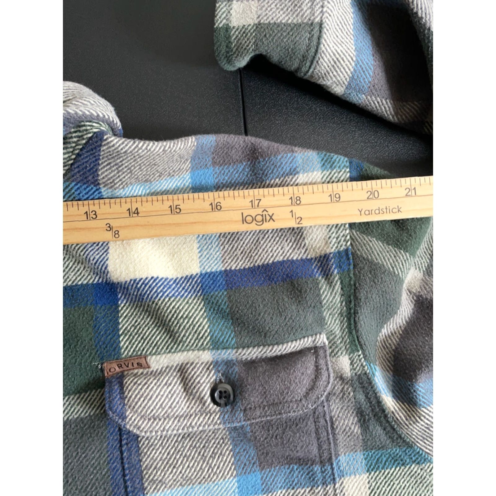 Orvis Orvis Heavyweight Flannel Shirt Jacket 2XL Gray Green Plaid Shacket Grunge Casual Workwear Button-Up Front Pocketed Faces: Mens Size US XXL / EU 58 / 5 - 7 Thumbnail