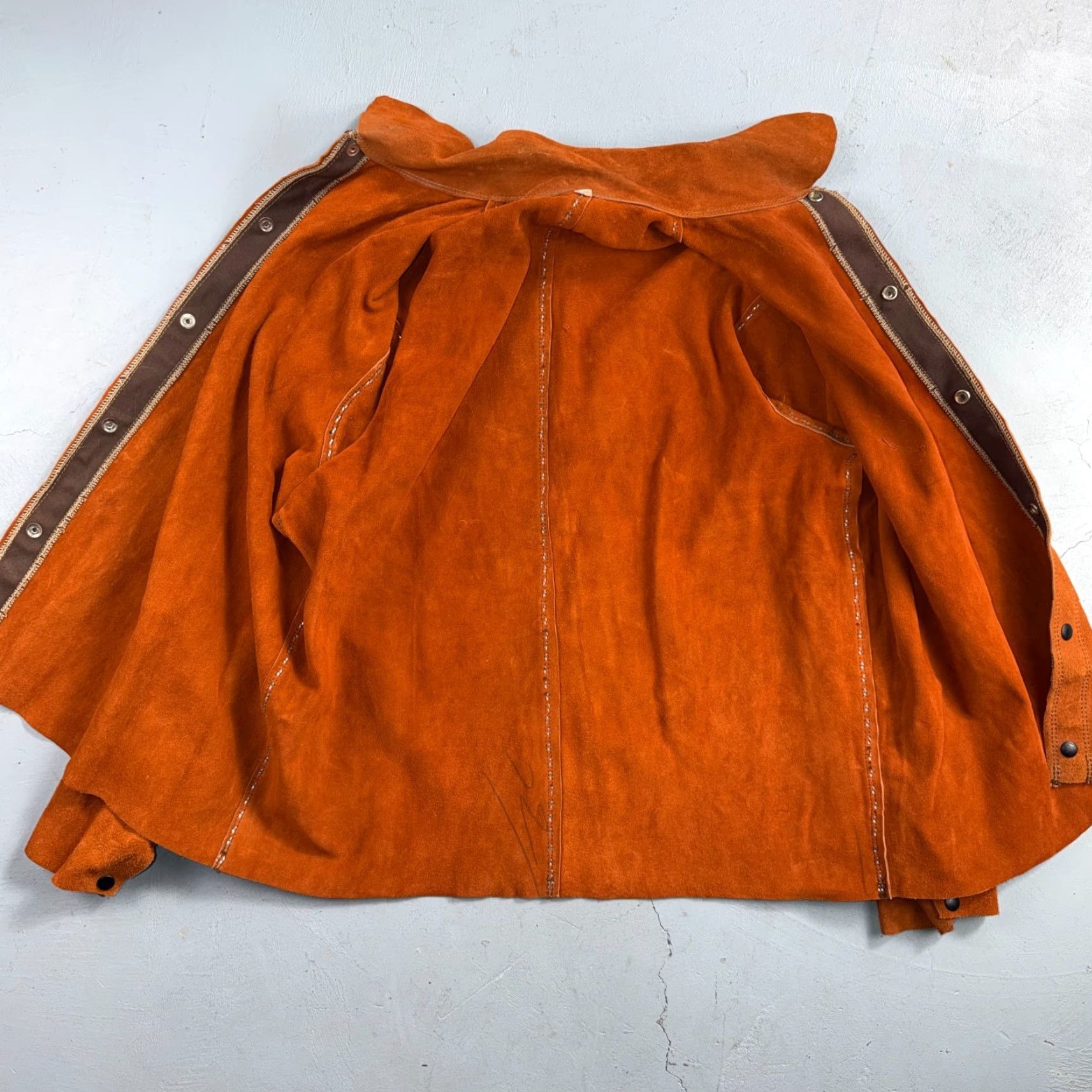 Vintage VINTAGE 60s 50s Brown Suede Leather Jacket Western Snap Cowboy Medium Mens Size US M / EU 48-50 / 2 - 2 Thumbnail
