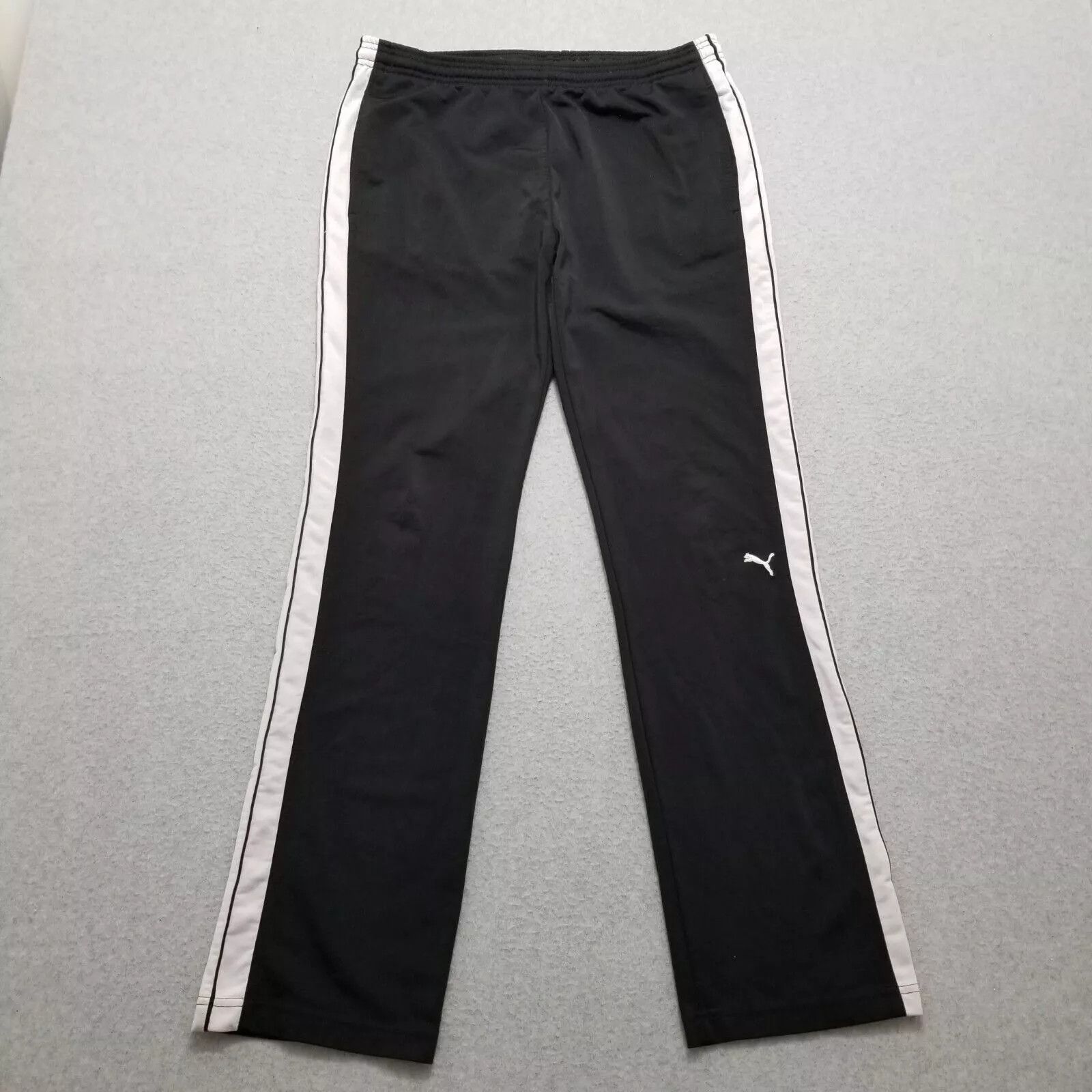 Puma Puma Track Pants Womens Small 32x31 Black Logo Stipes Jogger Size 32" / US 10 / IT 46 - 1 Thumbnail