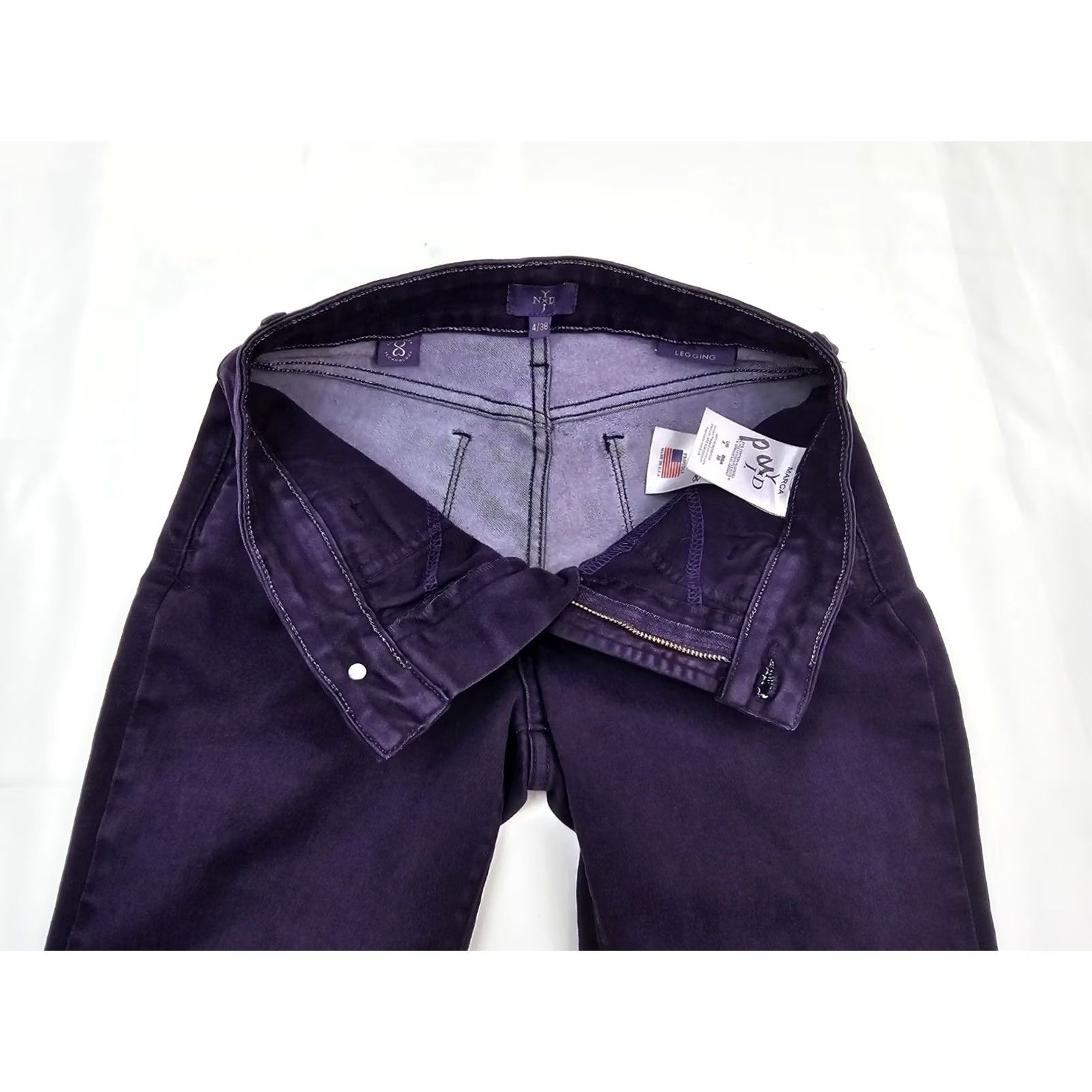 NYDJ NYDJ Marca Legging Lift Tuck Straight Leg Pant Women 4 Purple Denim Cotton Blend Spandex 30.5 Inseam 26 Waist 4/38 Size 27" / US 4 / IT 40 - 6 Thumbnail