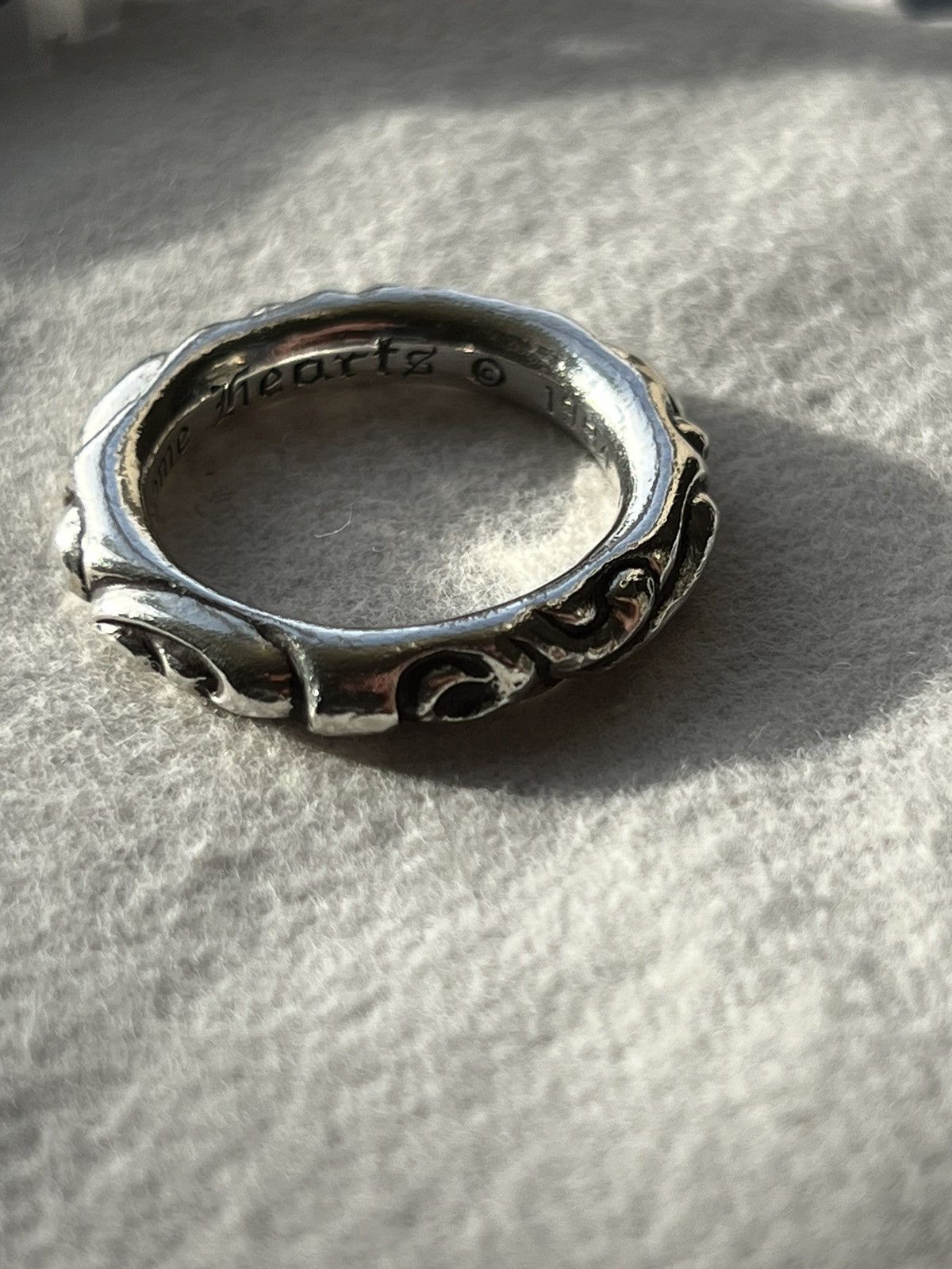 image of Chrome Hearts Scroll Silver Band Ring Size 10, Men's