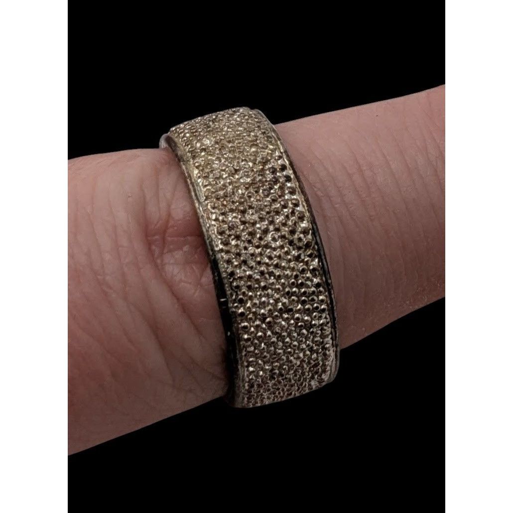 Other Wide Band Textured Silver-Tone Ring Size 9.5 Size ONE SIZE - 1 Thumbnail
