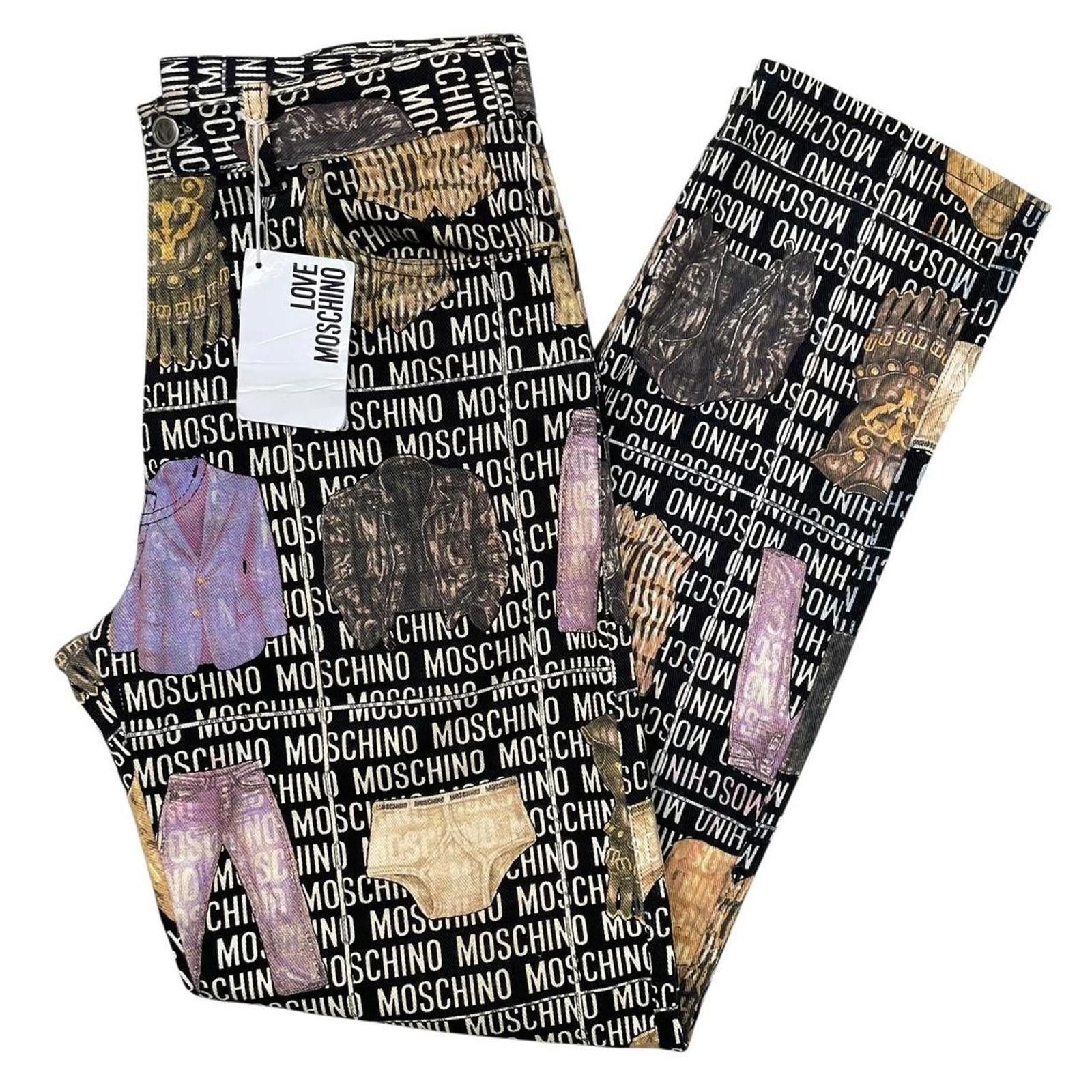Moschino Vintage 1996 Moschino All Over Clothes Print Tapered Jeans Size US 34 / EU 50 - 1 Thumbnail