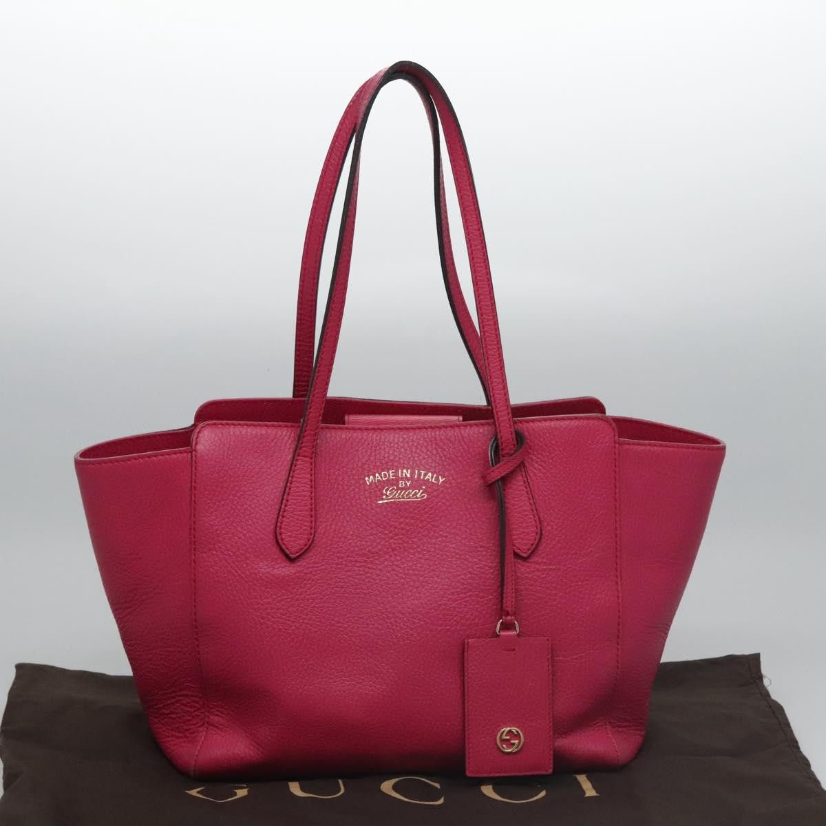 GUCCI Tote Bag Leather Pink Gold