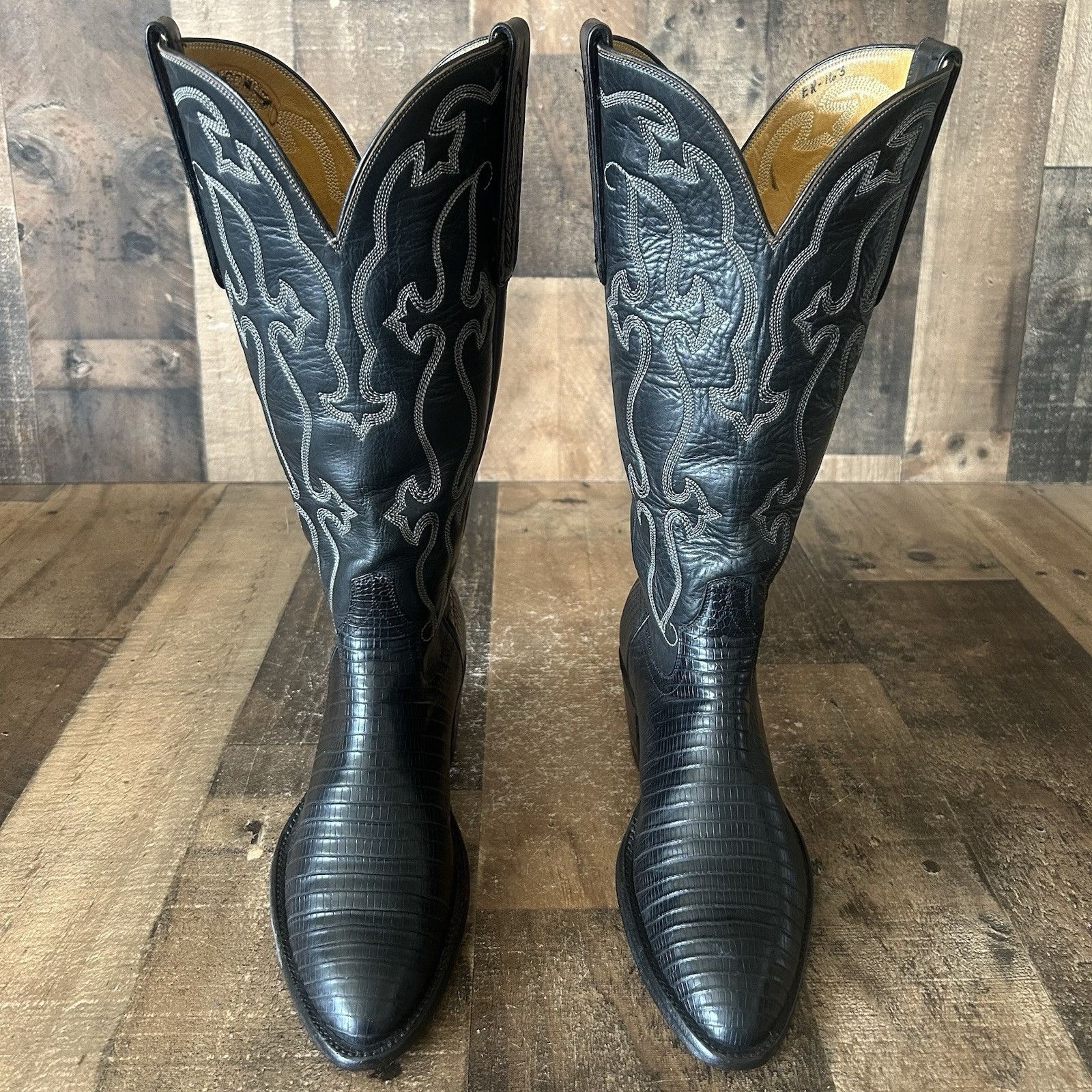 Vintage Falconhead Vintage Teju Lizard Black Cowboy Boots Womens 6 C Size US 6 / IT 36 - 1 Thumbnail