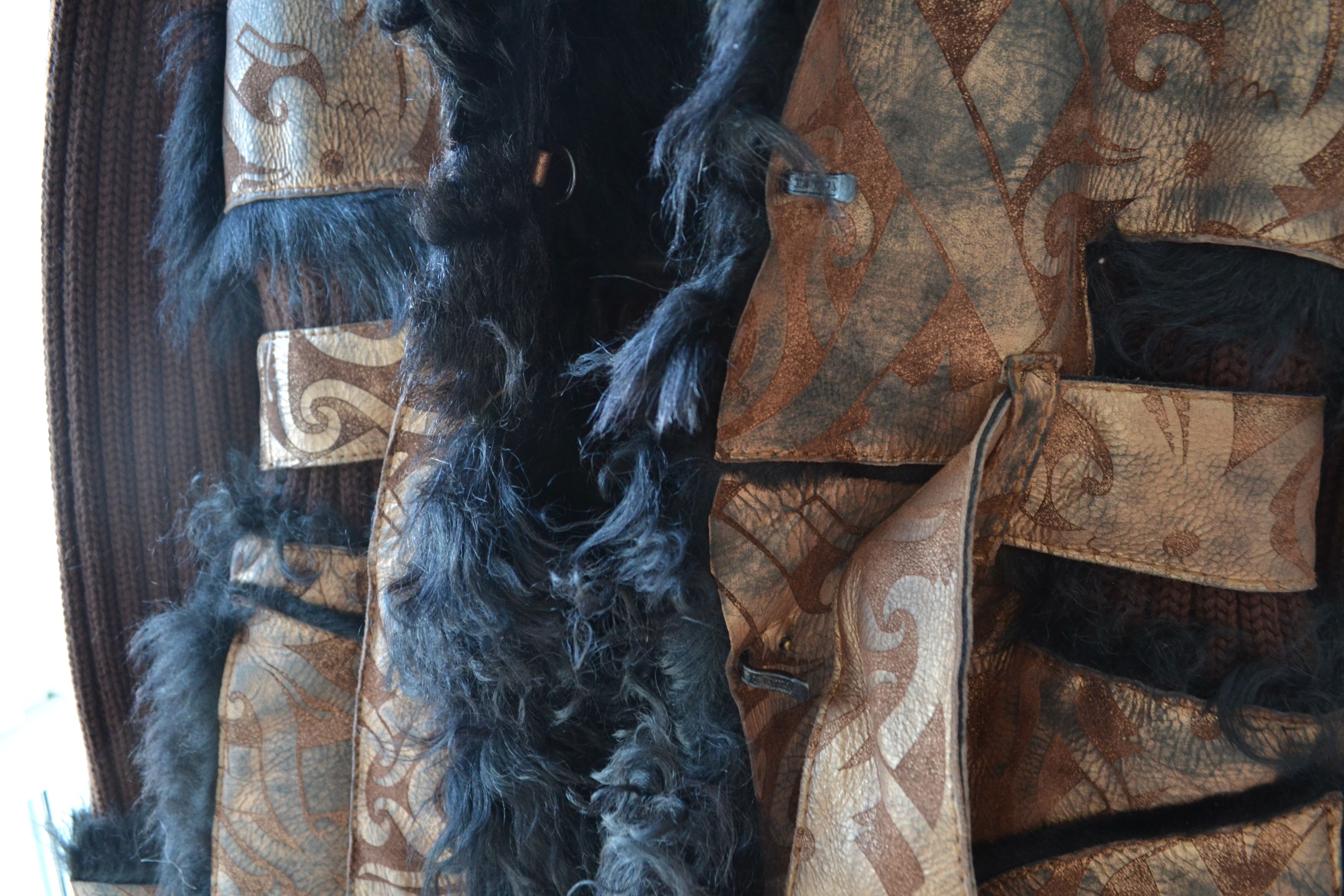 Roberto Cavalli 🔴 ROBERTO CAVALLI Leather Jacket Coat Shearling Wool Fur Size S / US 4 / IT 40 - 18 Thumbnail