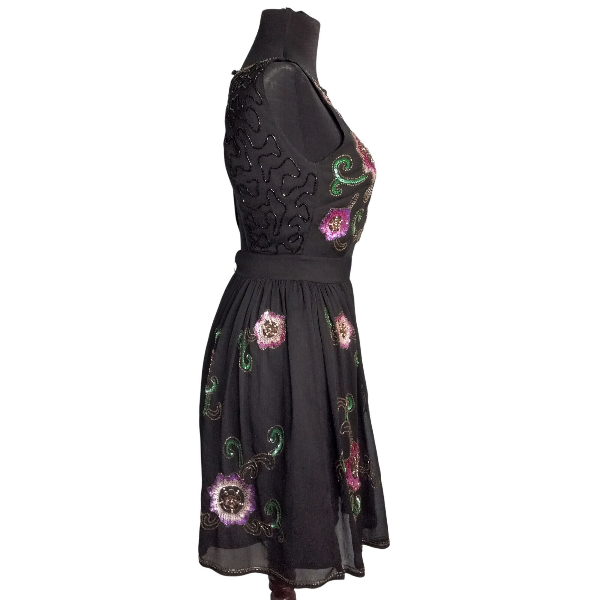 Asos ASOS Size 2 Petite Dress Little Black Embroidered Sleeveless Size XS / US 0-2 / IT 36-38 - 6 Thumbnail